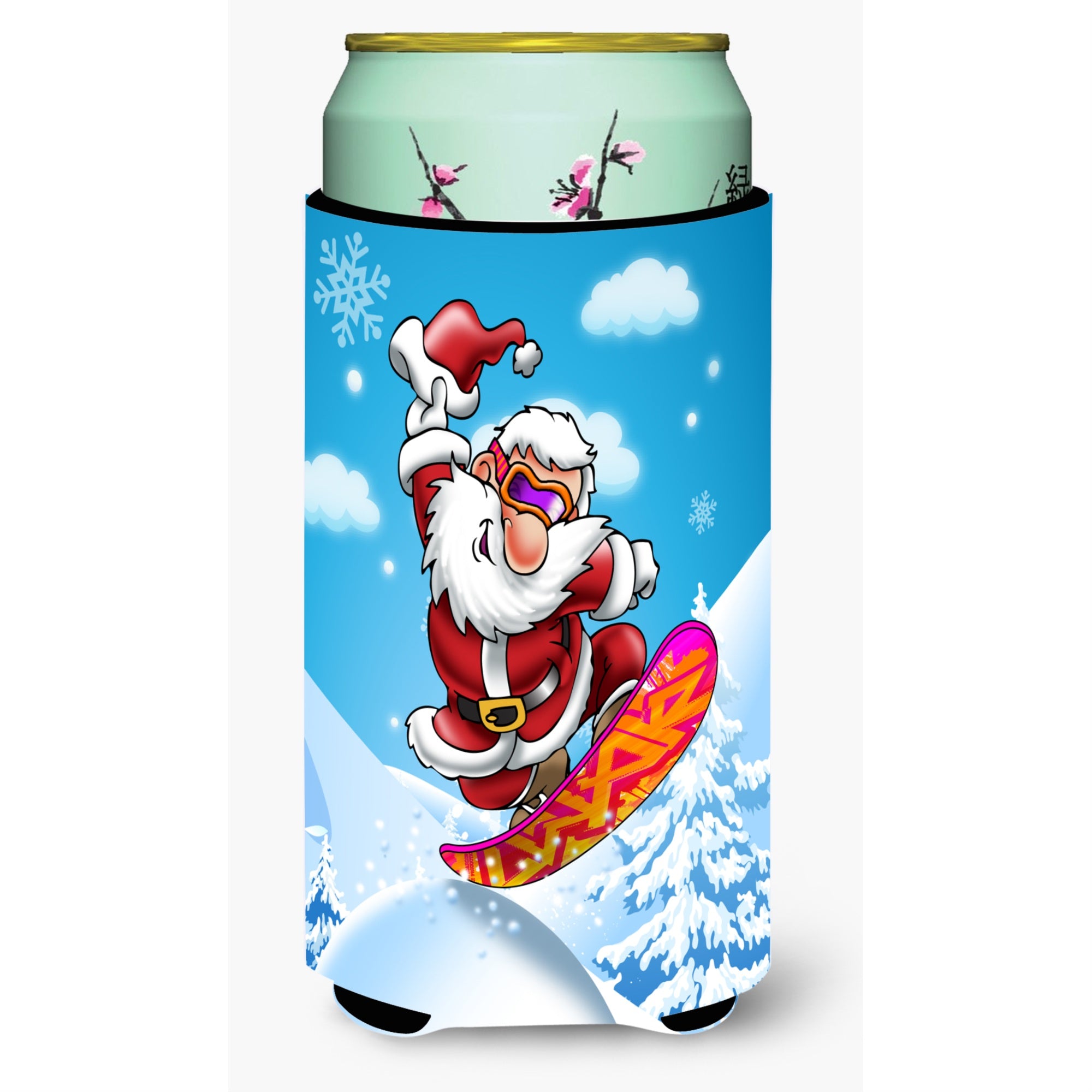 'Caroline'S Treasures Christmas Santa Claus Snowboarding Tall Boy Koozie Hugger, Multicolor''