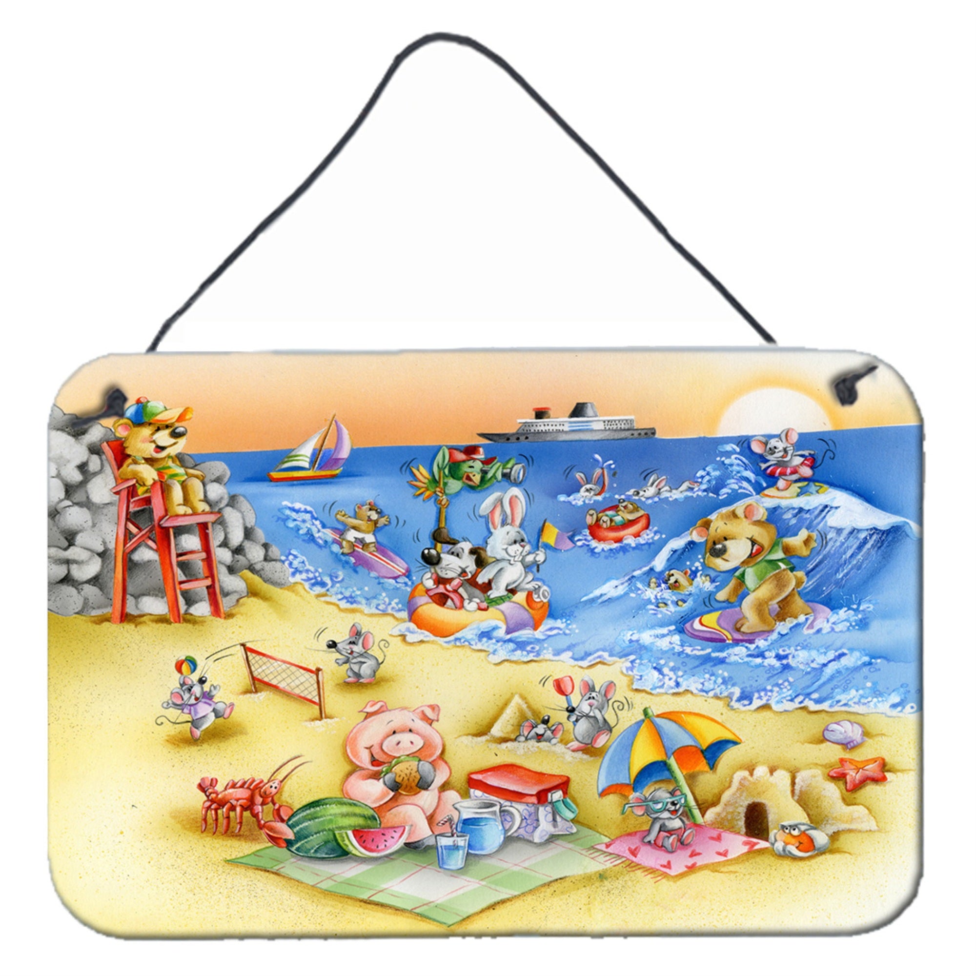 'Caroline'S Treasures Animals Swimming At The Beach Wall Or Door Hanging Prints Aph6822Ds812, 8'''' X 12'''', Multicolor''