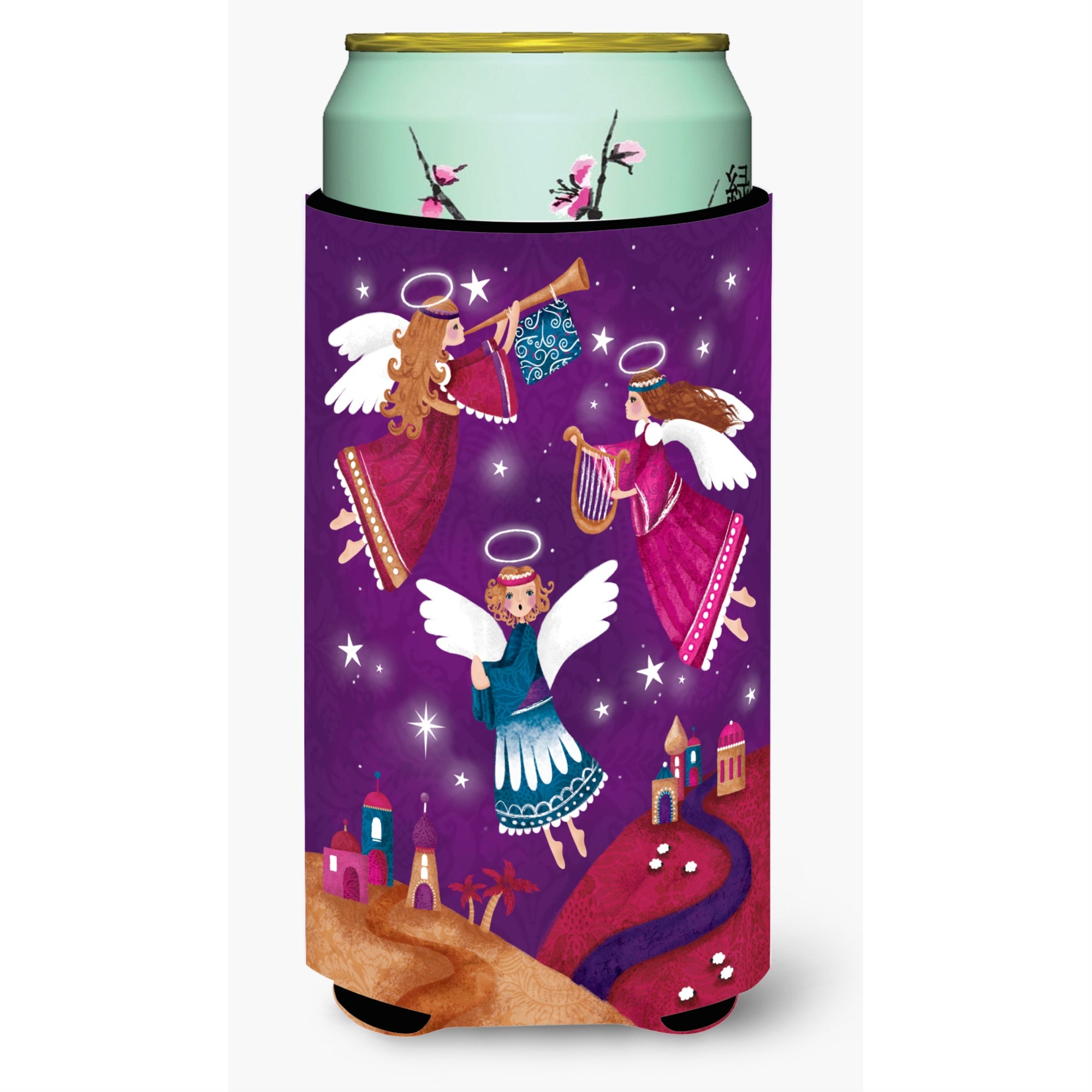 'Caroline'S Treasures Christmas Angels In Purple Tall Boy Koozie Hugger, Multicolor''