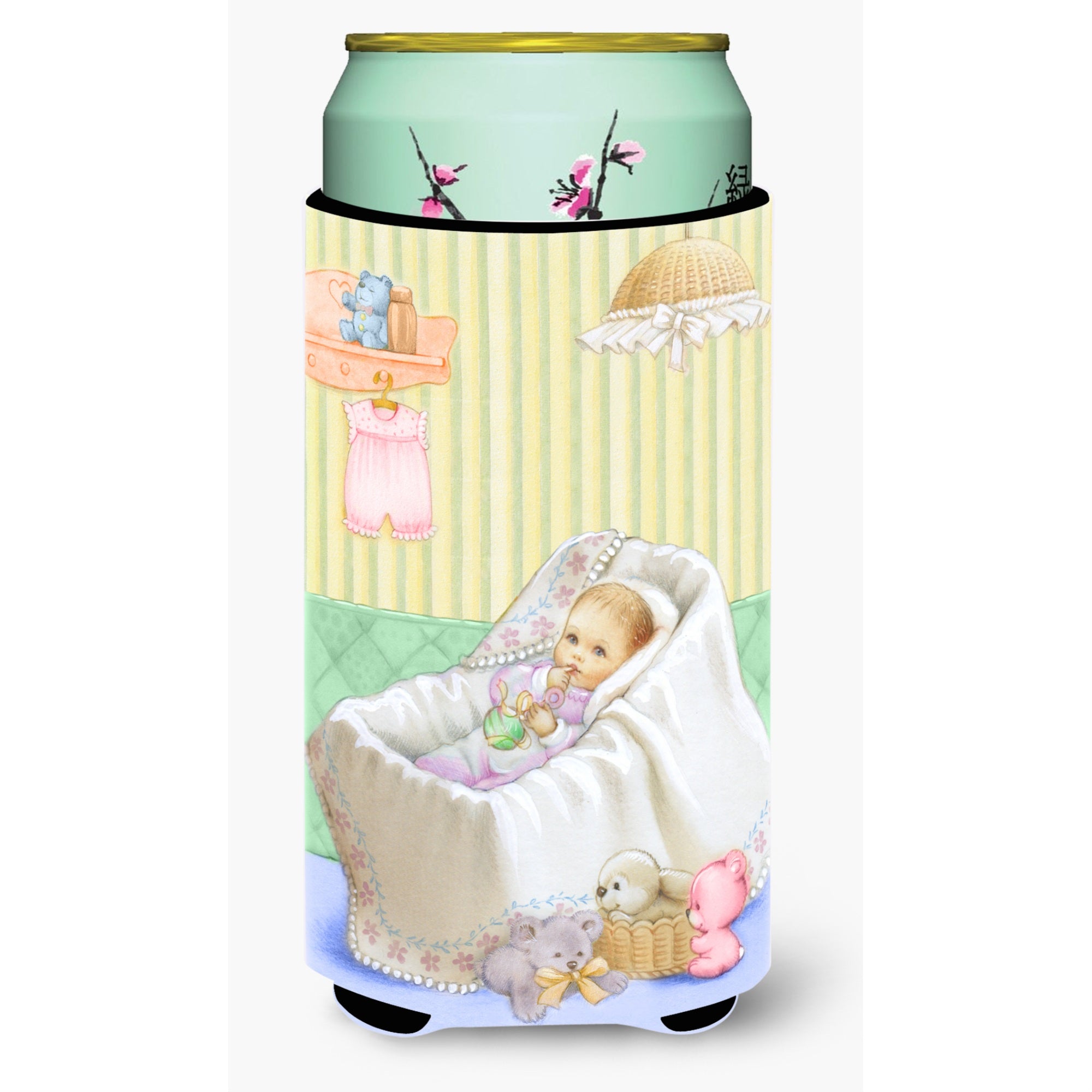 'Caroline'S Treasures New Baby In Crib Tall Boy Koozie Hugger, Multicolor''