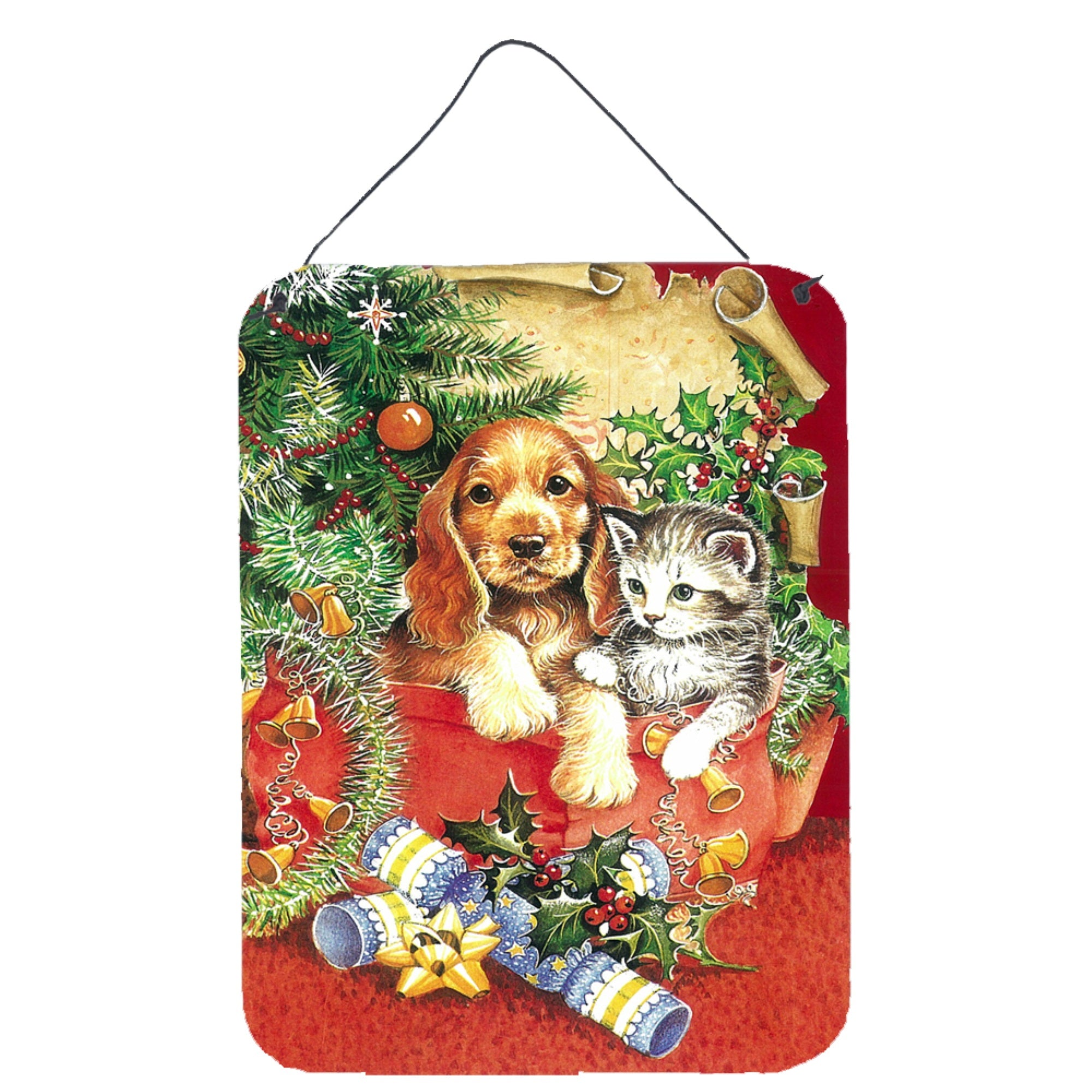 'Caroline'S Treasures Christmas Puppy And Kitten Wall Or Door Hanging Prints Aph7551Ds1216, 16Hx12W, Multicolor''
