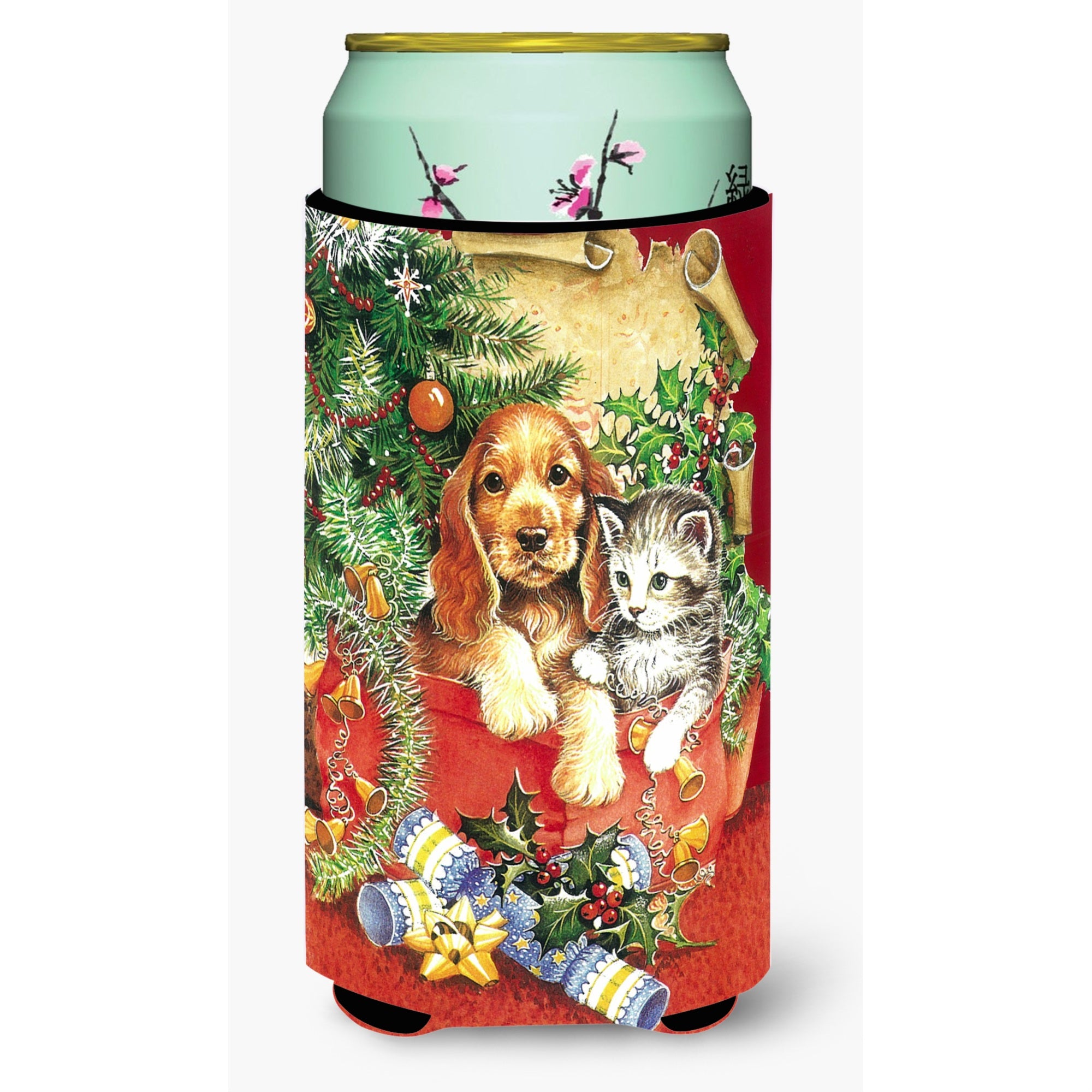'Caroline'S Treasures Christmas Puppy And Kitten Tall Boy Koozie Hugger, Multicolor''