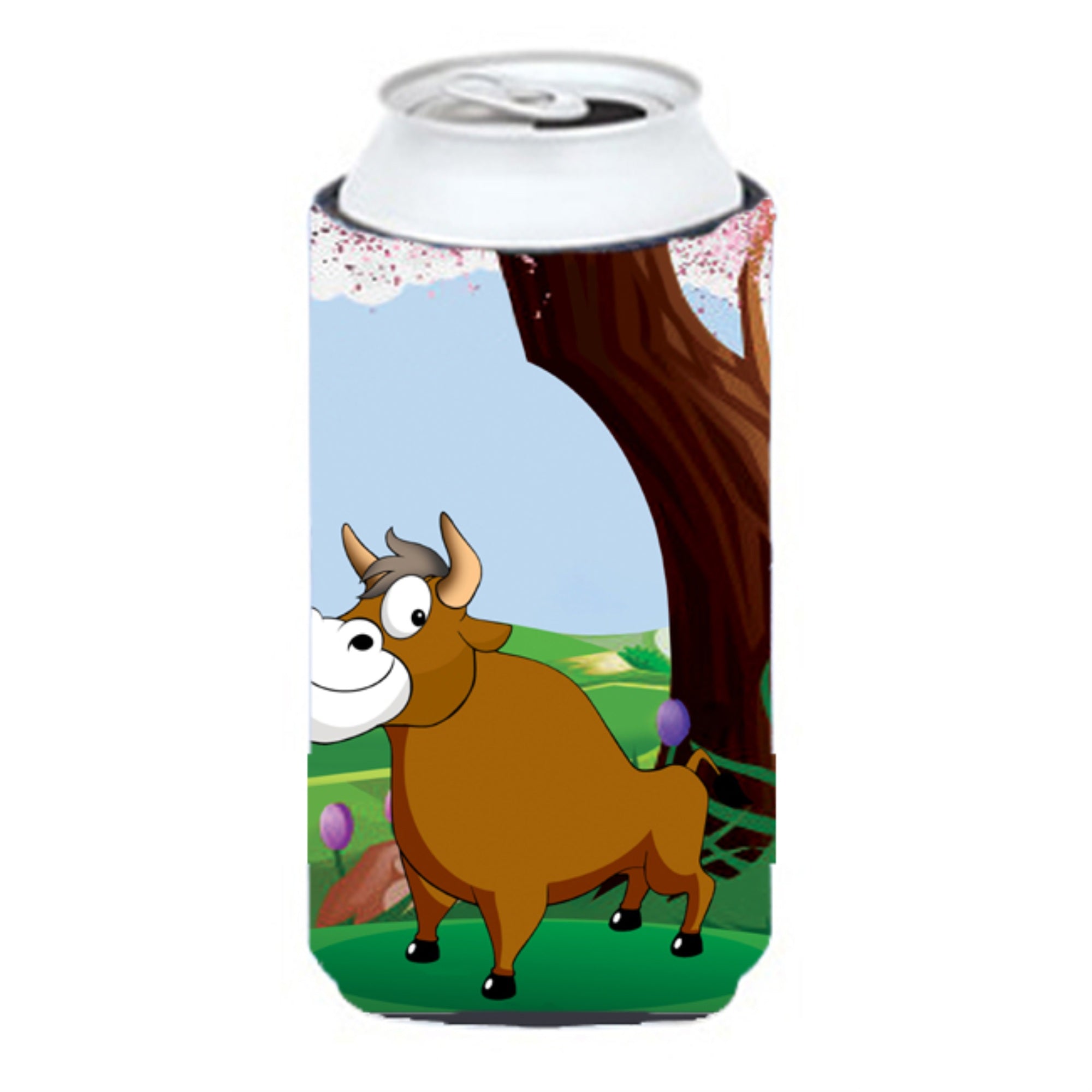 'Caroline'S Treasures Aph7628Tbc Bull Under The Tree Tall Boy Koozie Hugger, Multicolor''