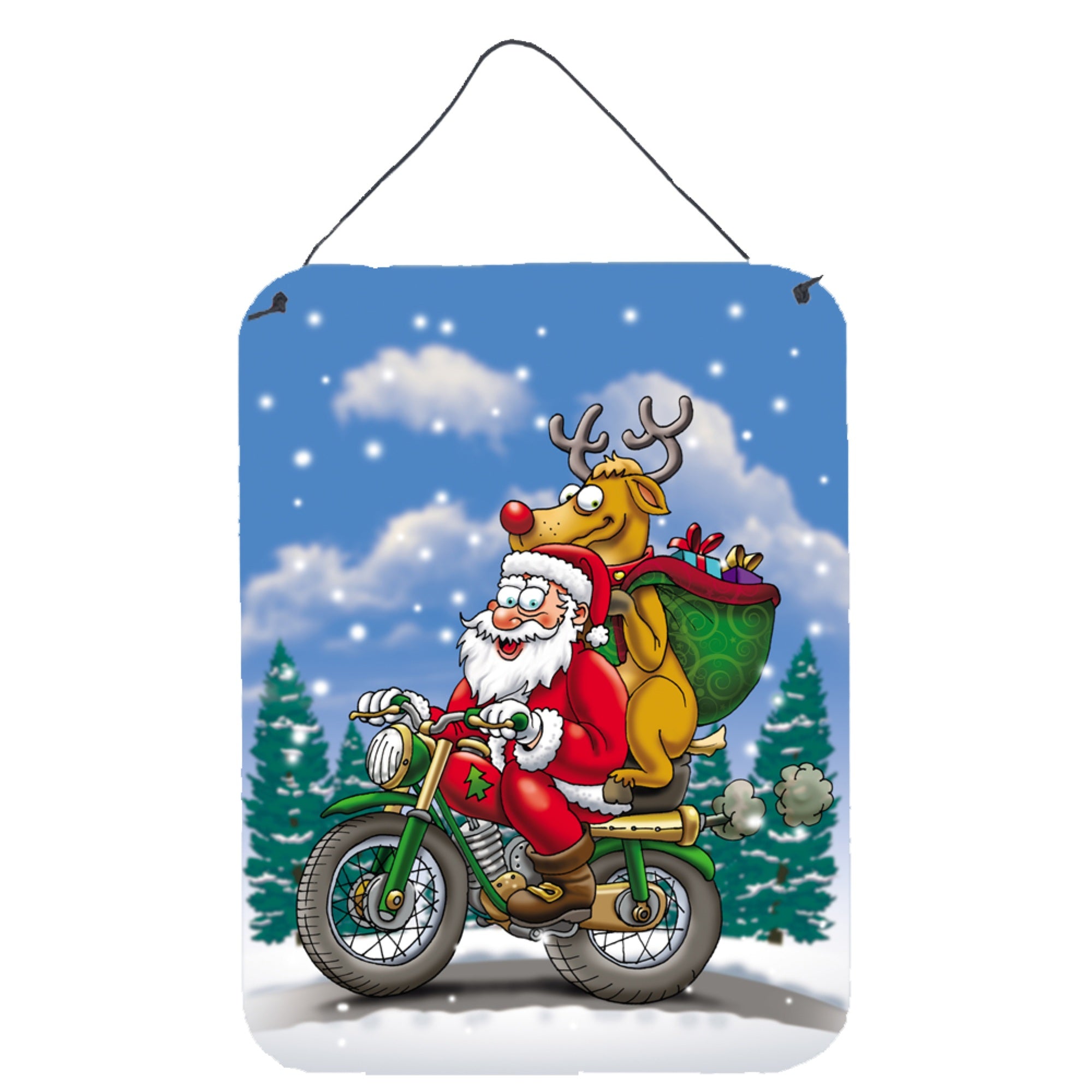 'Caroline'S Treasures Christmas Santa Claus On A Motorcycle Wall Or Door Hanging Prints Aph8996Ds1216, 16Hx12W, Multicolor''