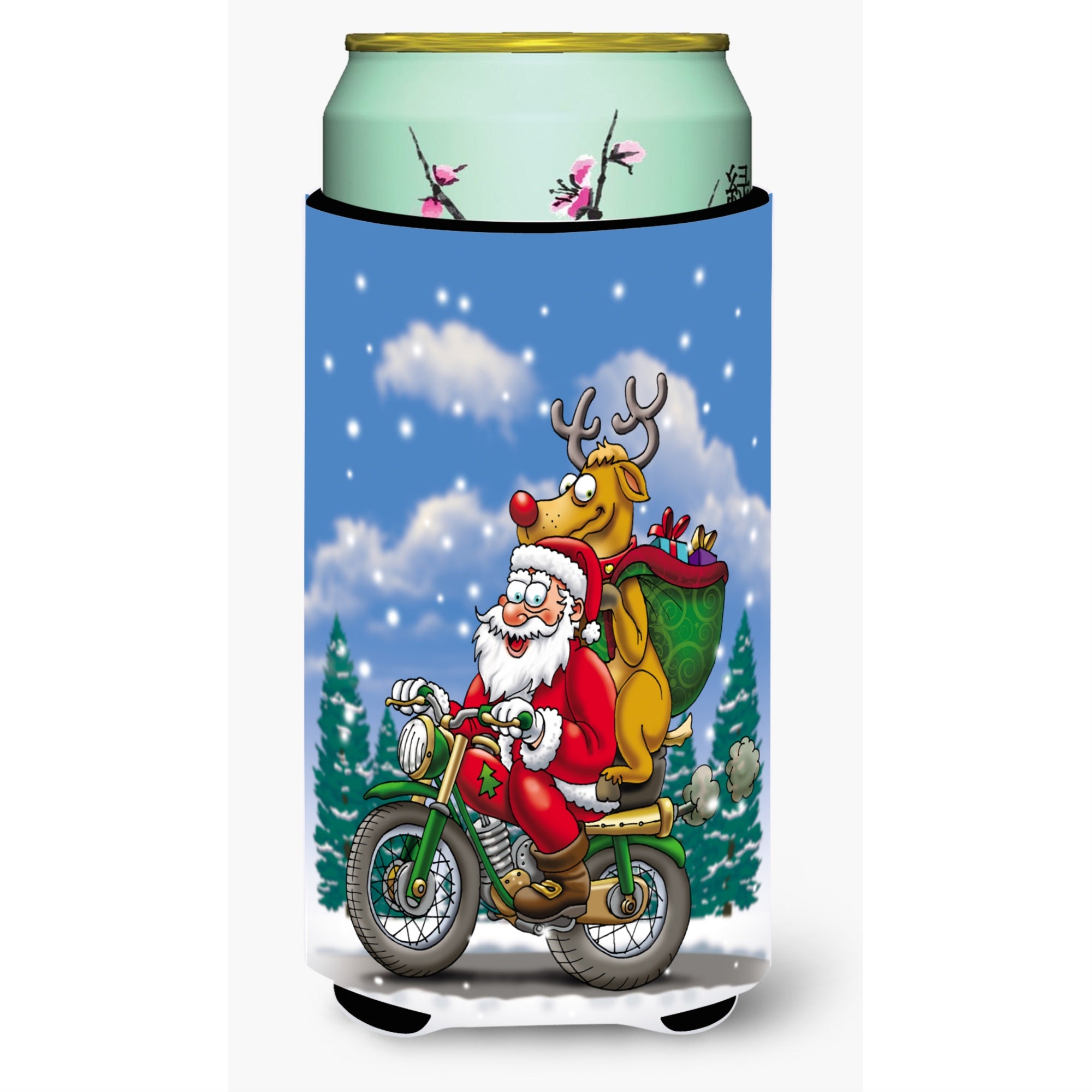 'Caroline'S Treasures Christmas Santa Claus On A Motorcycle Tall Boy Koozie Hugger, Multicolor''