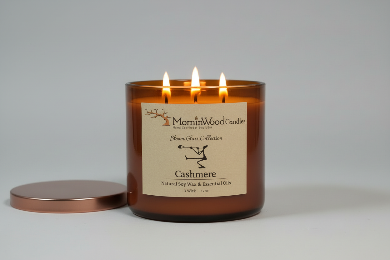 Cashmere-Soy 3-Wick Blown Glass Collection