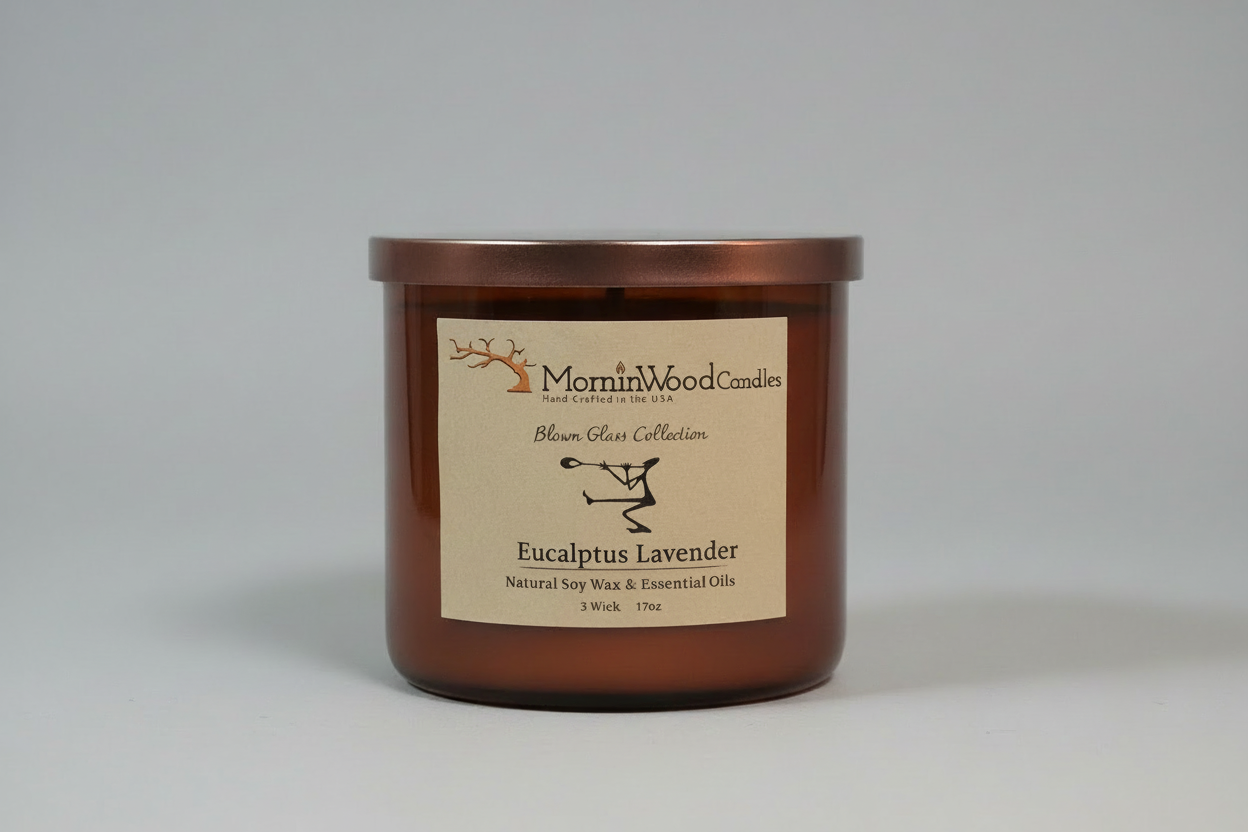 Eucalyptus Lavender-Soy 3-Wick Blown Glass Collection
