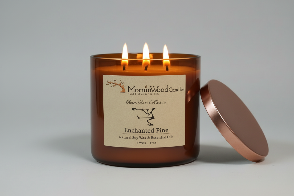 Enchanted Pine-Soy 3-Wick Blown Glass Collection