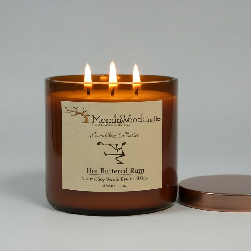 Hot Buttered Rum-Soy 3-Wick Blown Glass Collection