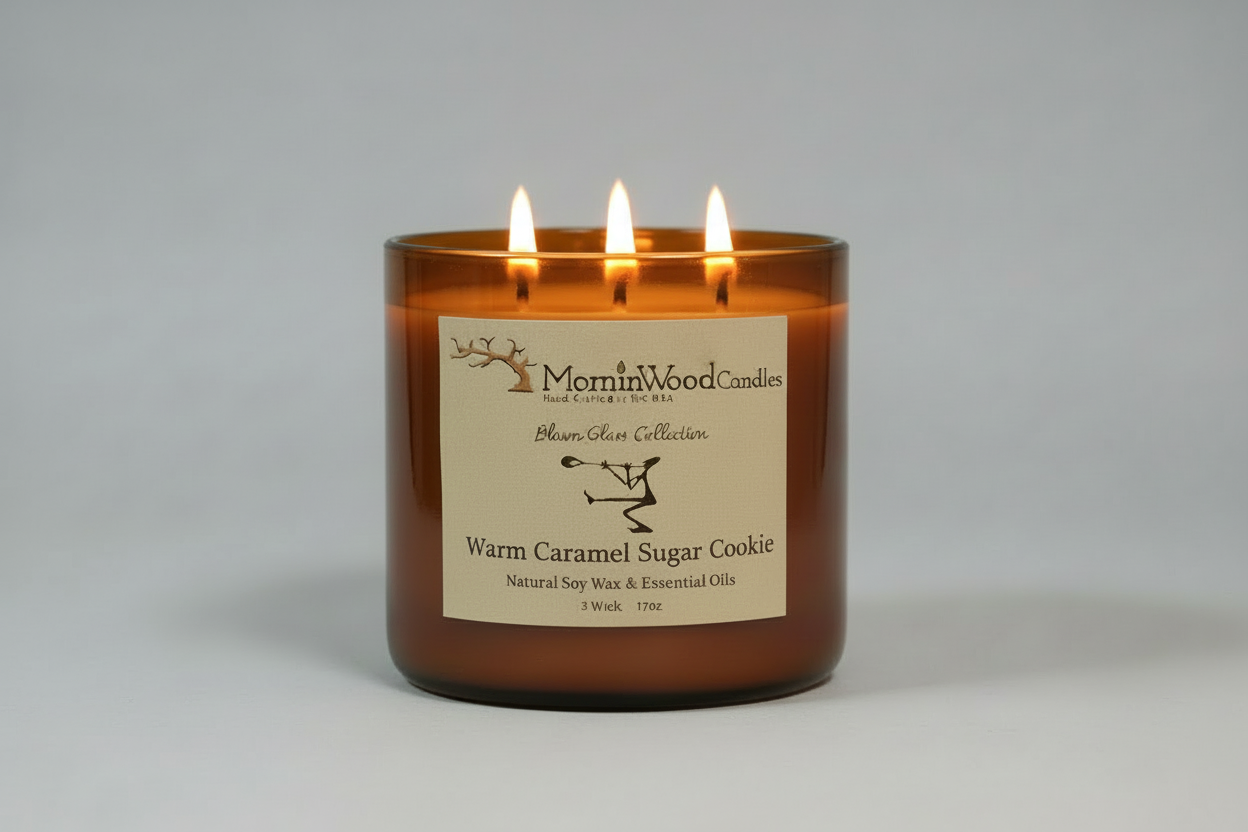 Warm Caramel Sugar Cookie-Soy 3-Wick Blown Glass Collection