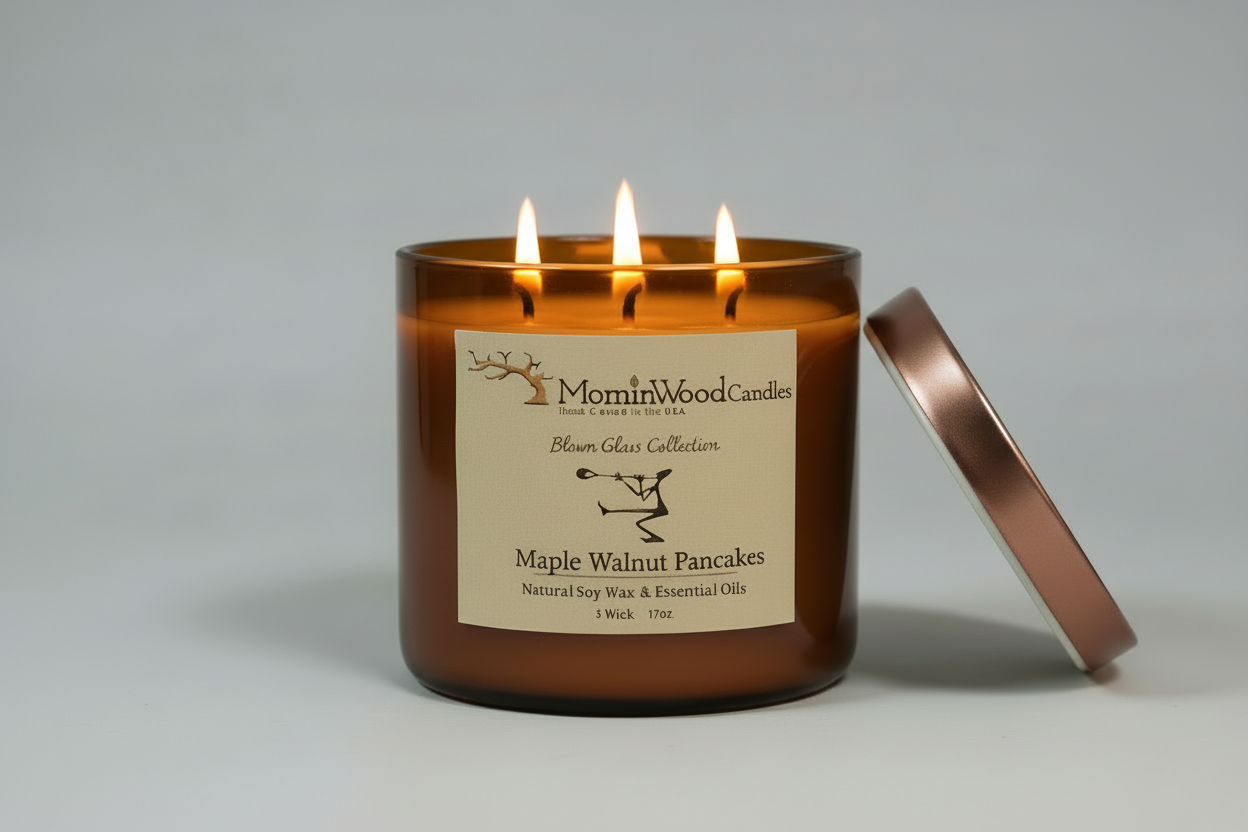 Maple Walnut Pancakes-Soy 3-Wick Blown Glass Collection