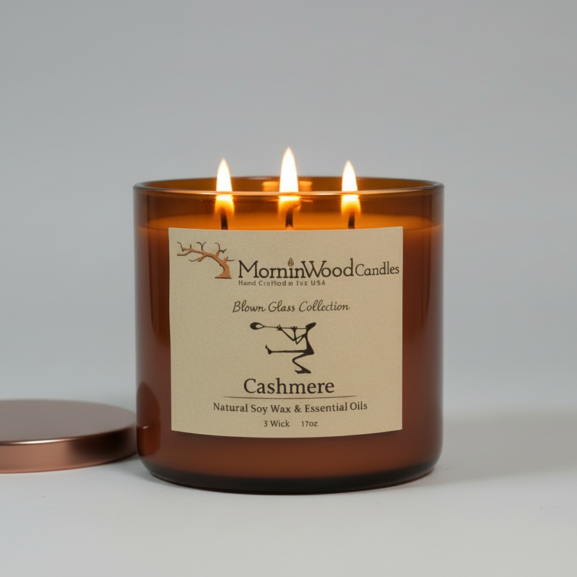 Cashmere-Soy 3-Wick Blown Glass Collection