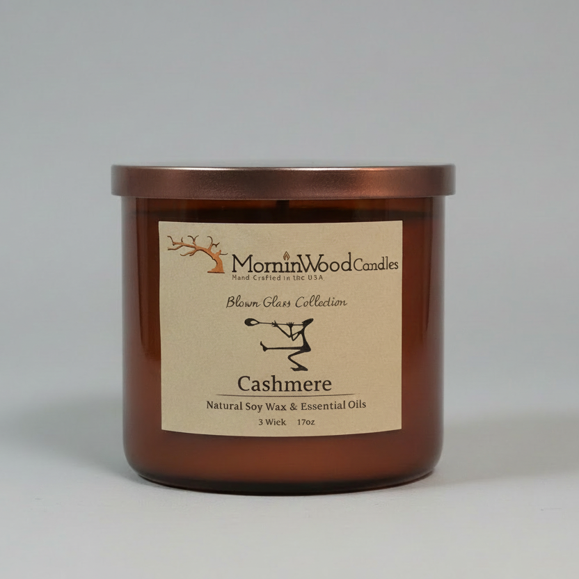 Cashmere-Soy 3-Wick Blown Glass Collection