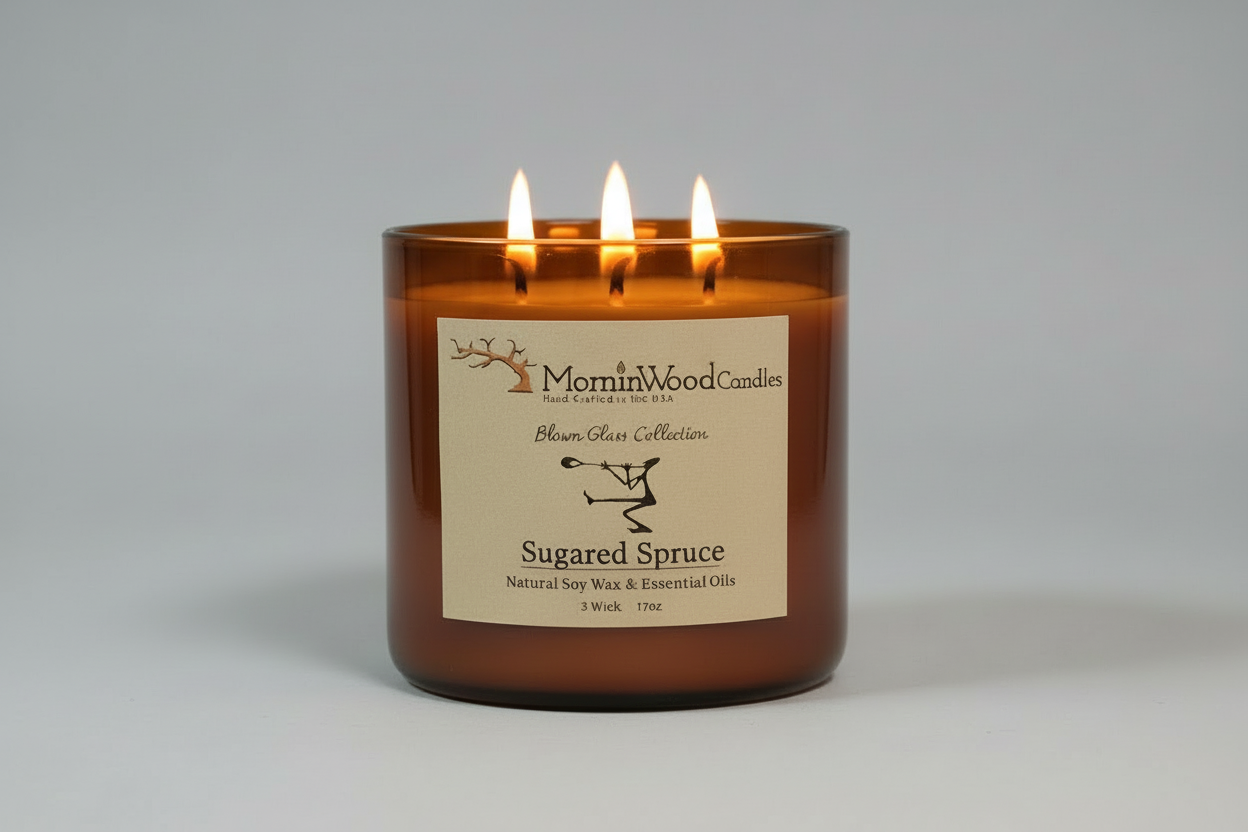 Sugared Spruce-Soy 3-Wick Blown Glass Collection