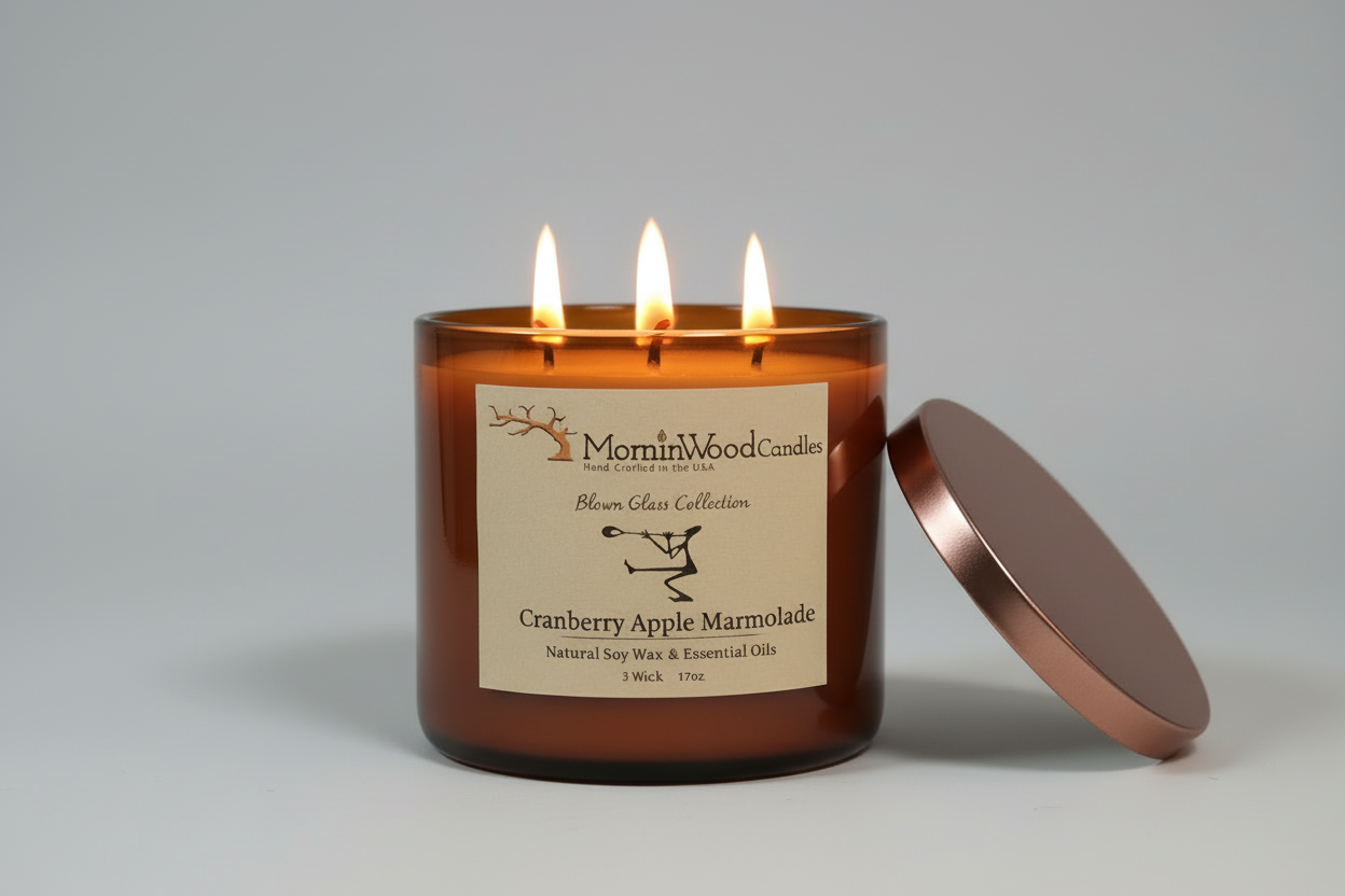 Cranberry Apple Marmalade-Soy 3-Wick Blown Glass Collection