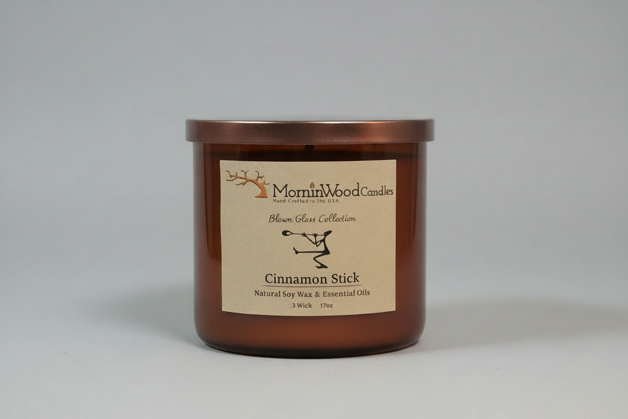 Cinnamon Stick-Soy 3-Wick Blown Glass Collection