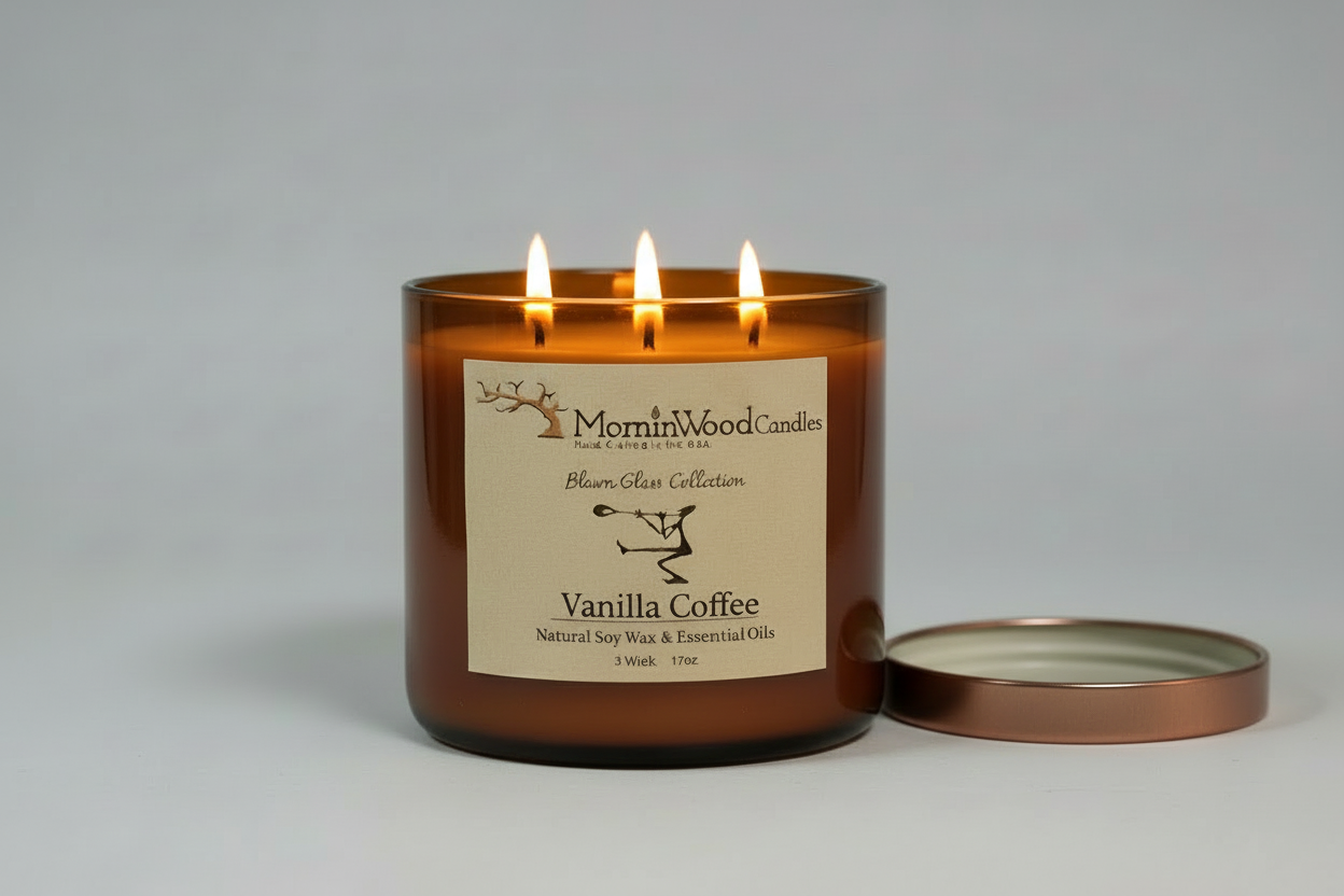 Vanilla Coffee-Soy 3-Wick Blown Glass Collection