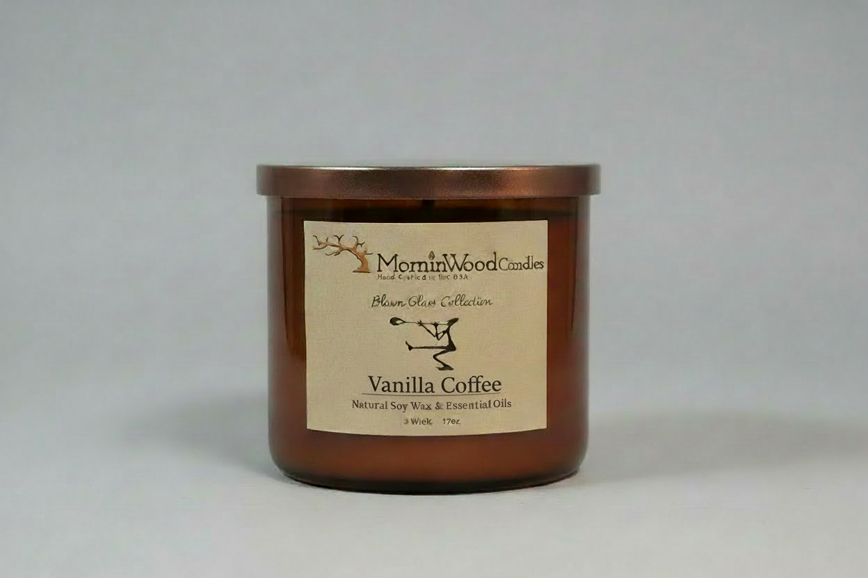 Vanilla Coffee-Soy 3-Wick Blown Glass Collection