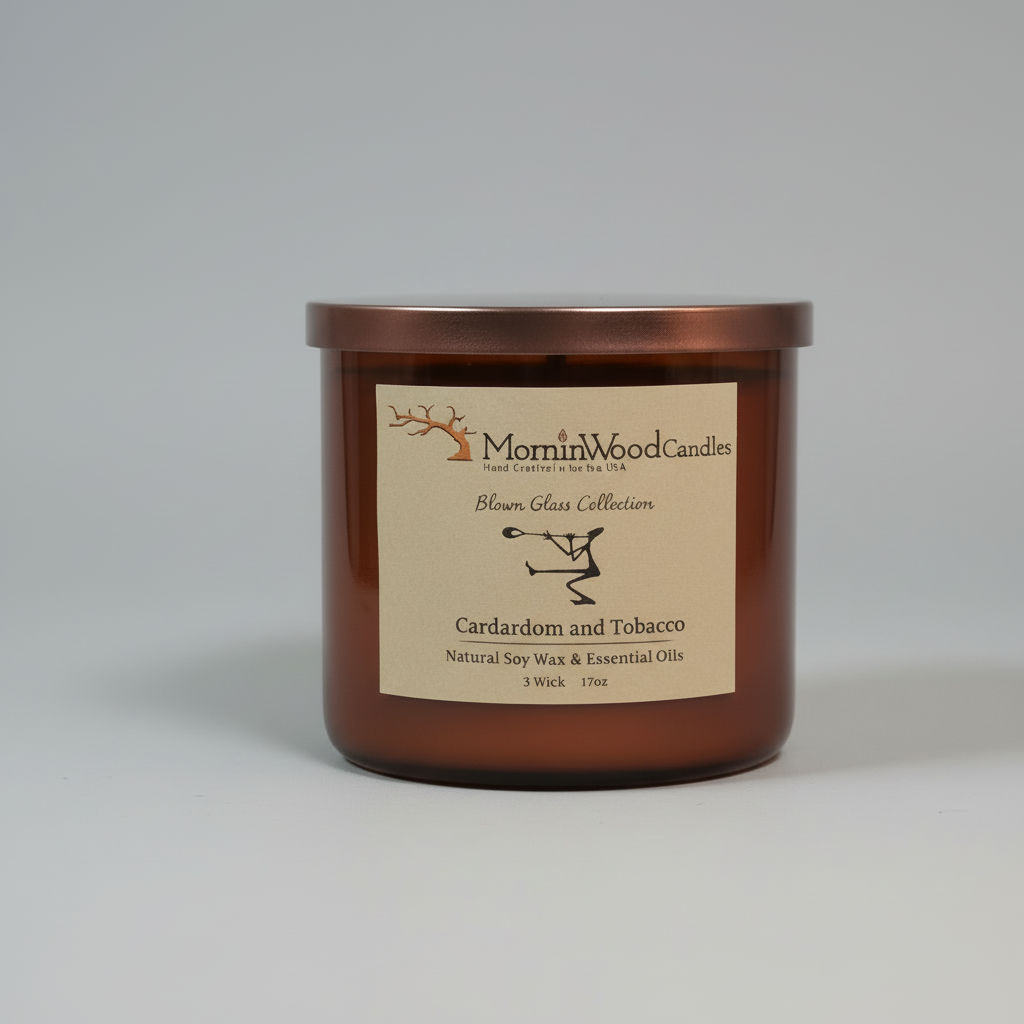 Cardamon and Tobacco-Soy 3-Wick Blown Glass Collection