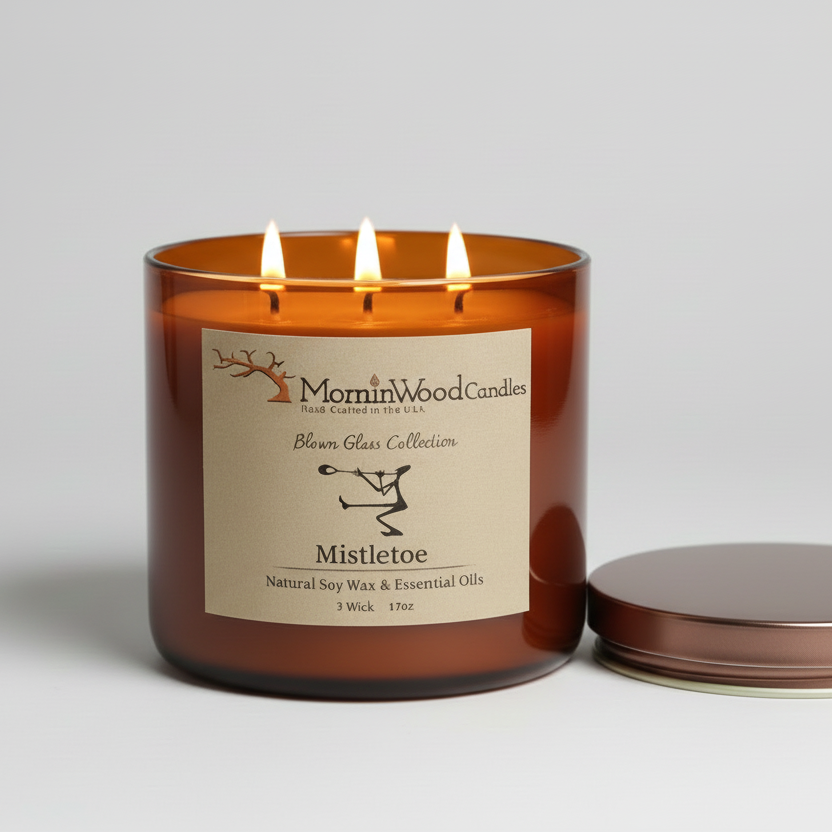 Mistletoe-Soy 3-Wick Blown Glass Collection