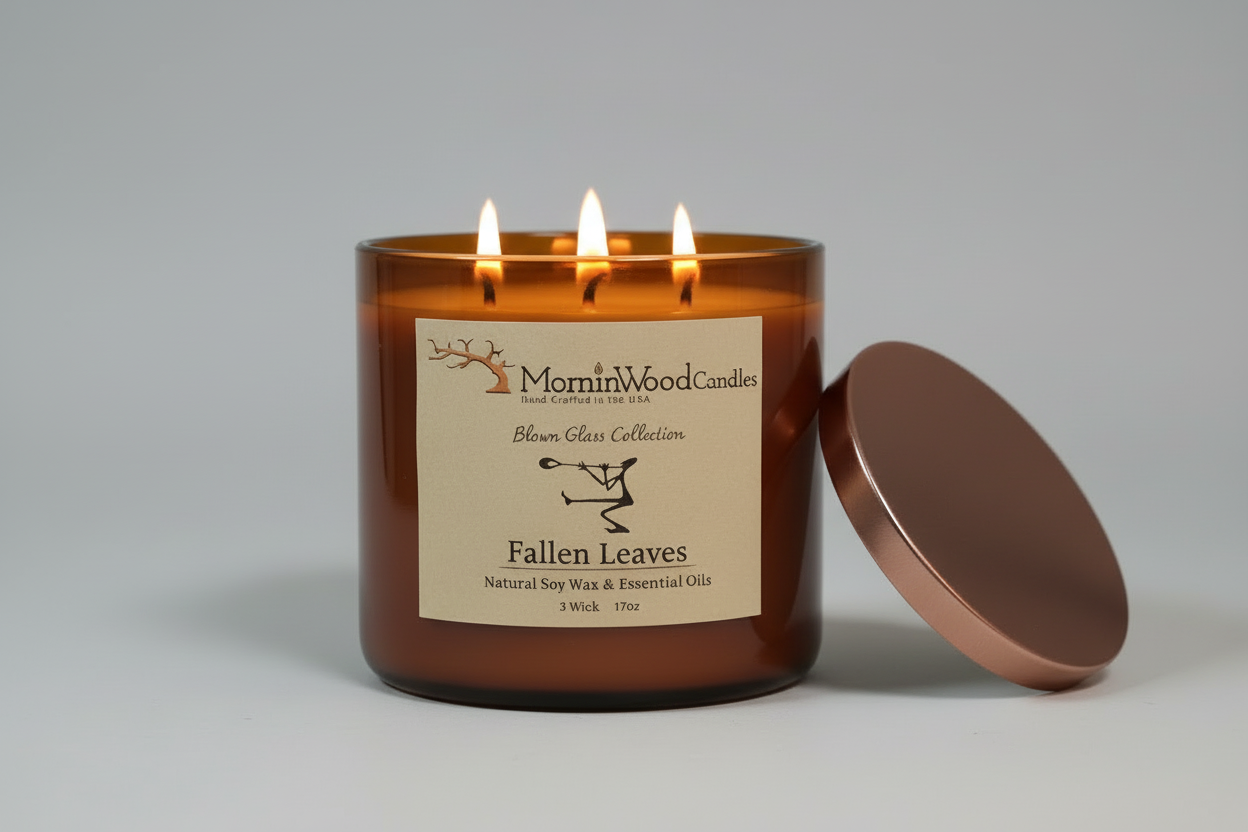 Fallen Leaves-Soy 3-Wick Blown Glass Collection