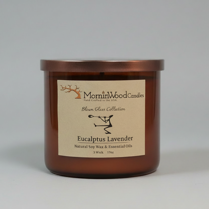 Eucalyptus Lavender-Soy 3-Wick Blown Glass Collection