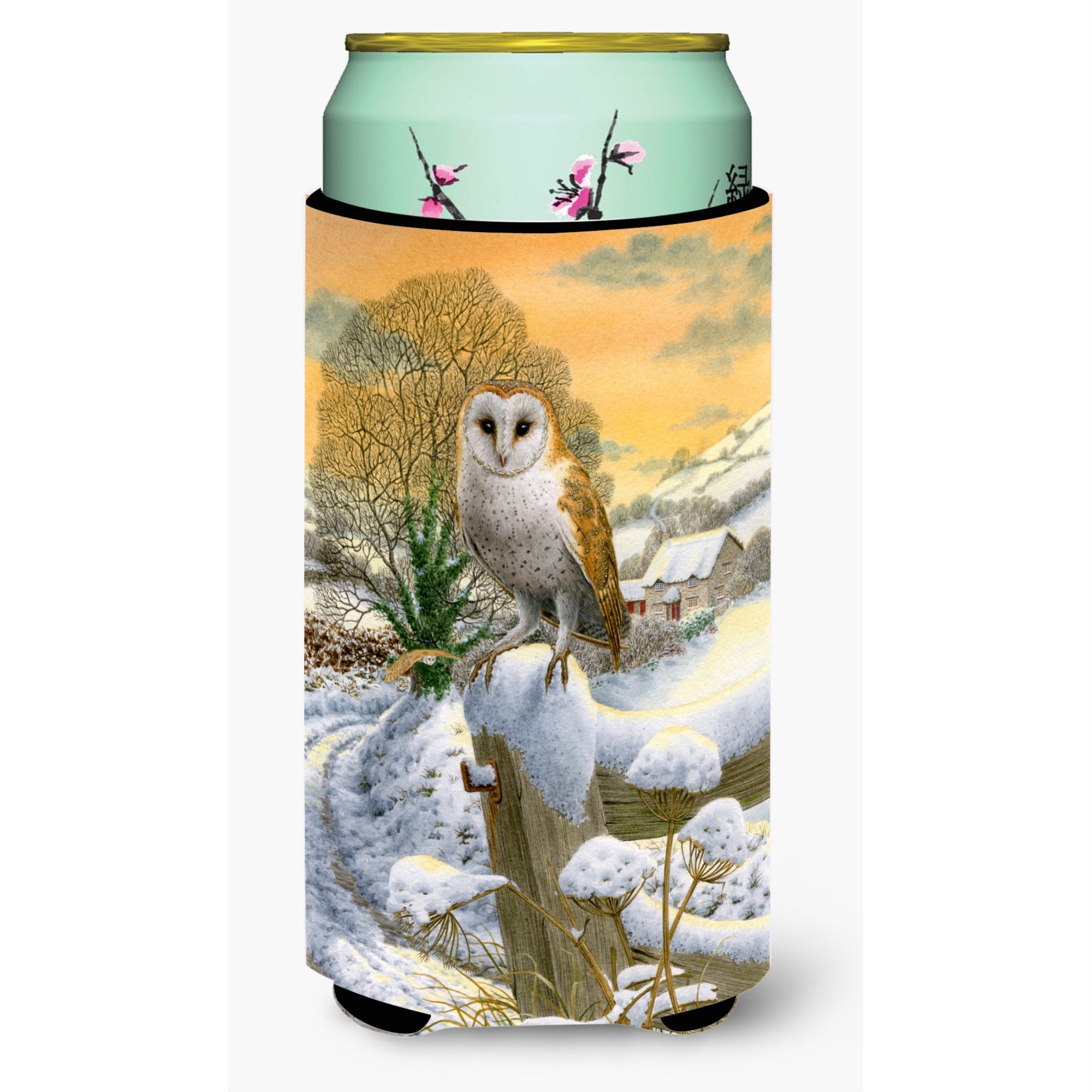 Carolines Treasures Sunset Barn Owl Tall Boy Koozie Hugger, Multicolor