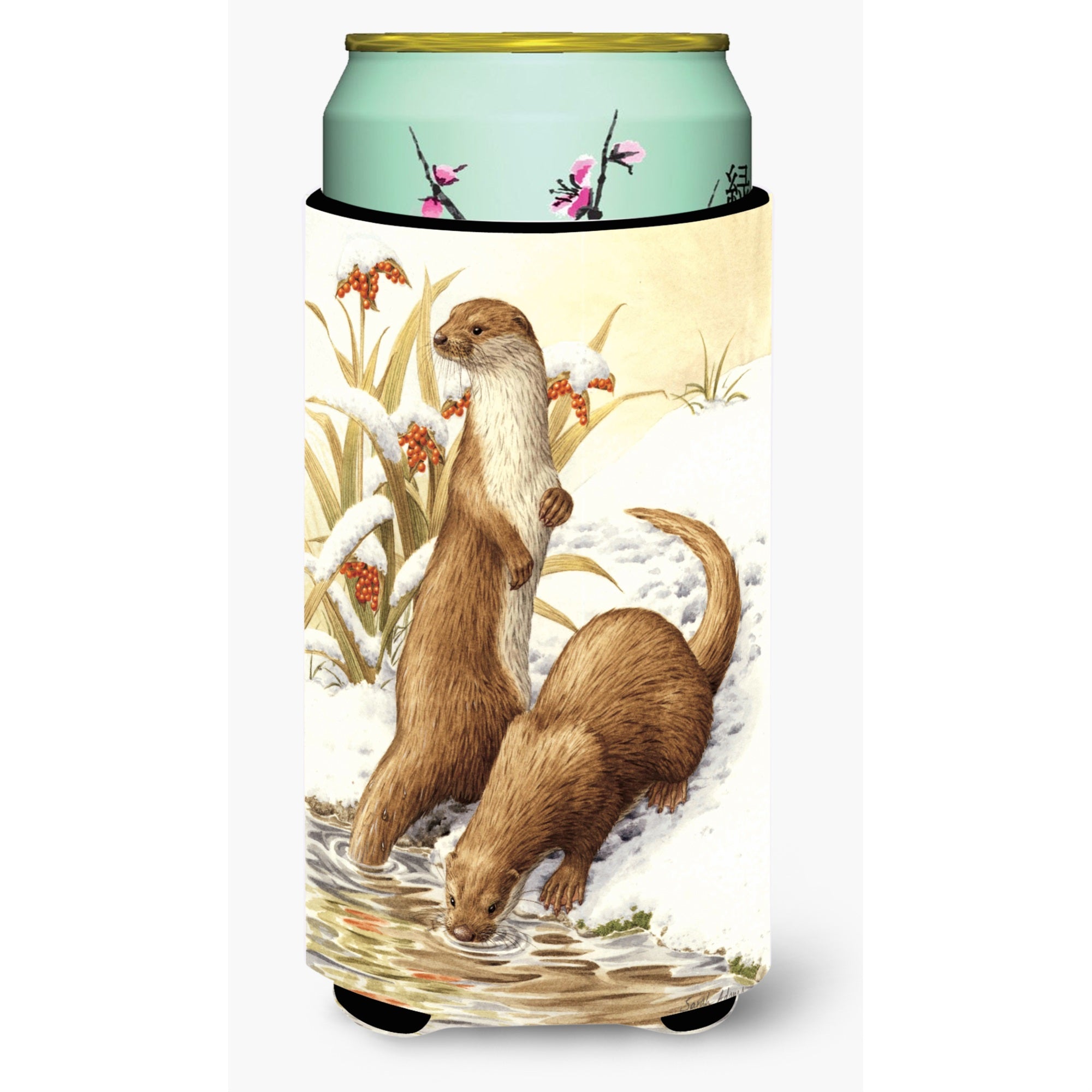 'Caroline'S Treasures Otters And Gladon Irises Tall Boy Koozie Hugger, Multicolor''