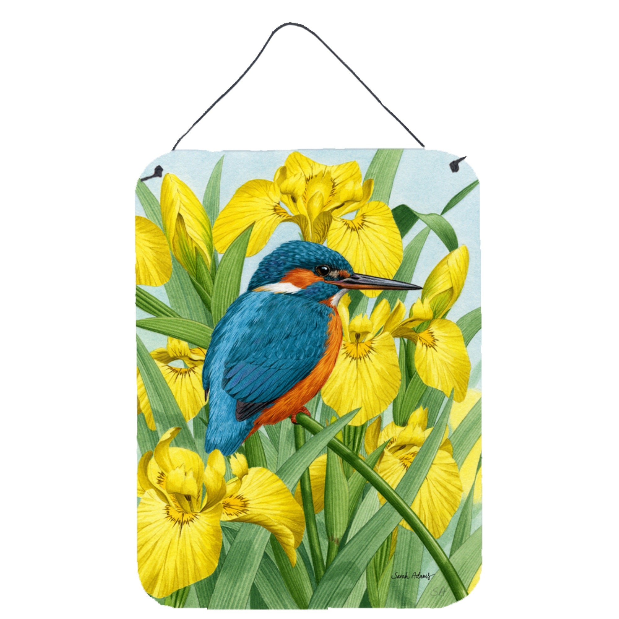 'Caroline'S Treasures Kingfisher In Yellow Irises Wall Or Door Hanging Prints Asa2009Ds1216, 16Hx12W, Multicolor''