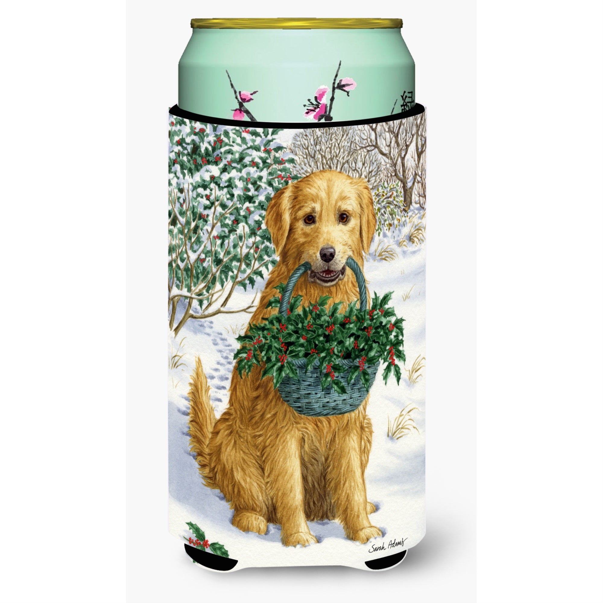 'Caroline'S Treasures Yellow Labrador And Holly Tall Boy Koozie Hugger, Multicolor''