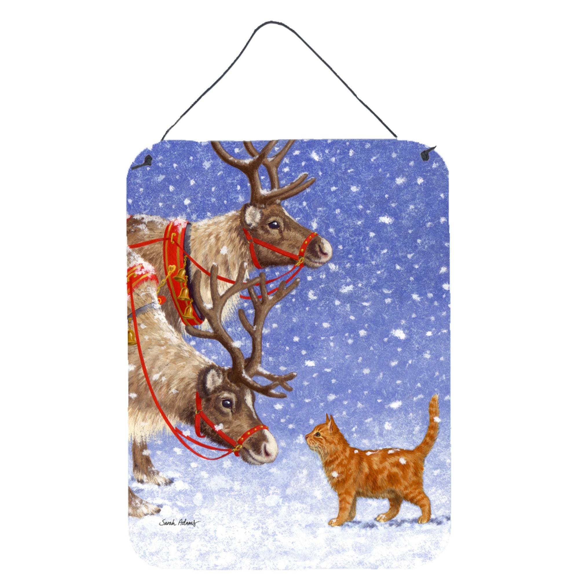 'Caroline'S Treasures Reindeers & Cat Wall Or Door Hanging Prints Asa2015Ds1216, 16Hx12W, Multicolor''