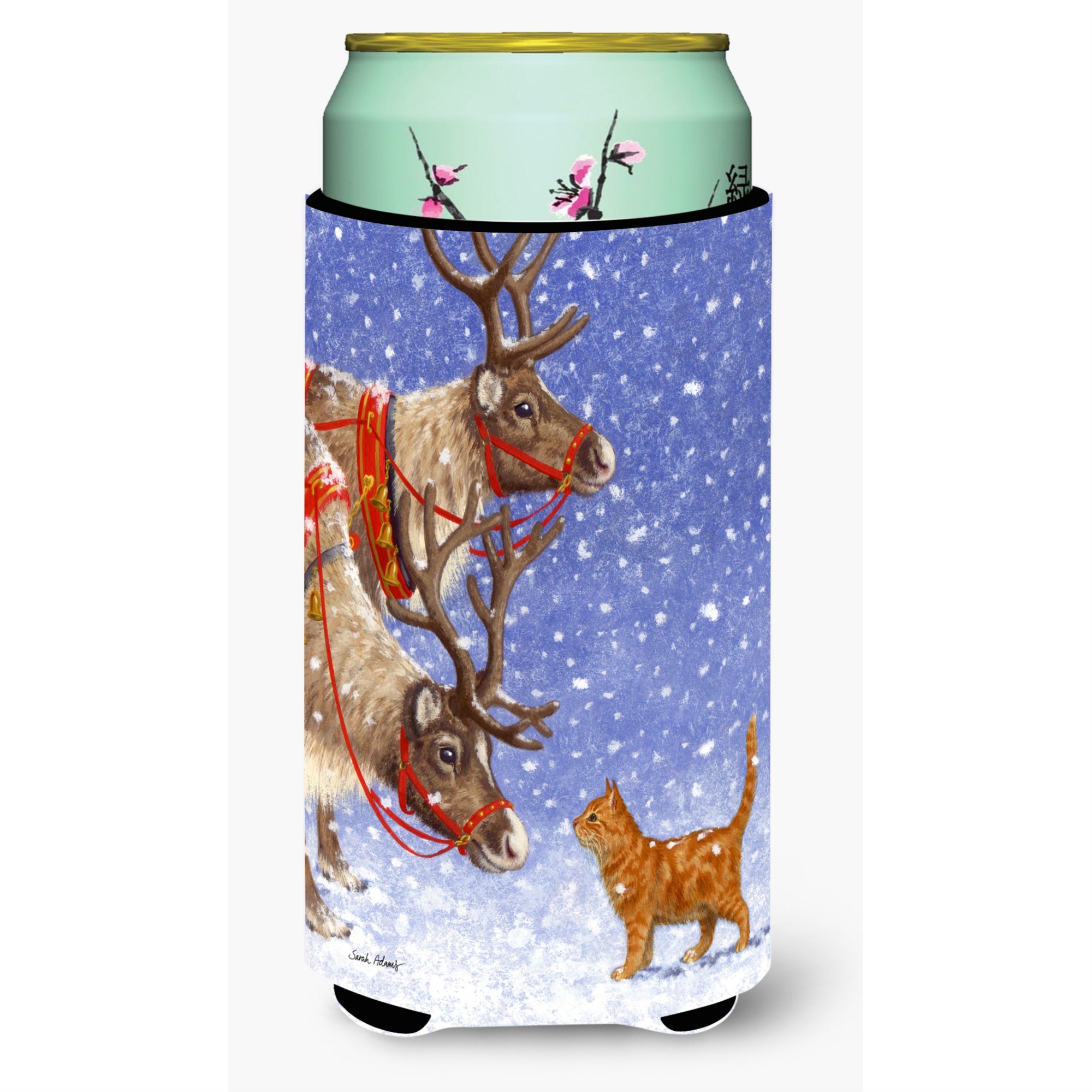'Caroline'S Treasures Reindeers And Cat Tall Boy Koozie Hugger, Multicolor''