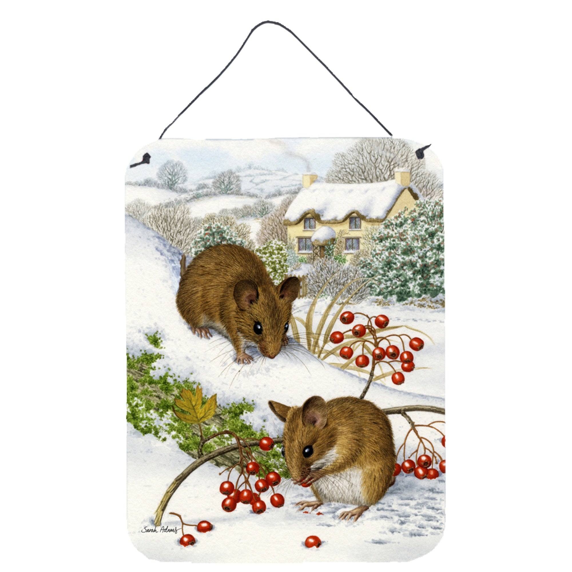 'Caroline'S Treasures Wood Mice And Berries Wall Or Door Hanging Prints Asa2028Ds1216, 16Hx12W, Multicolor''
