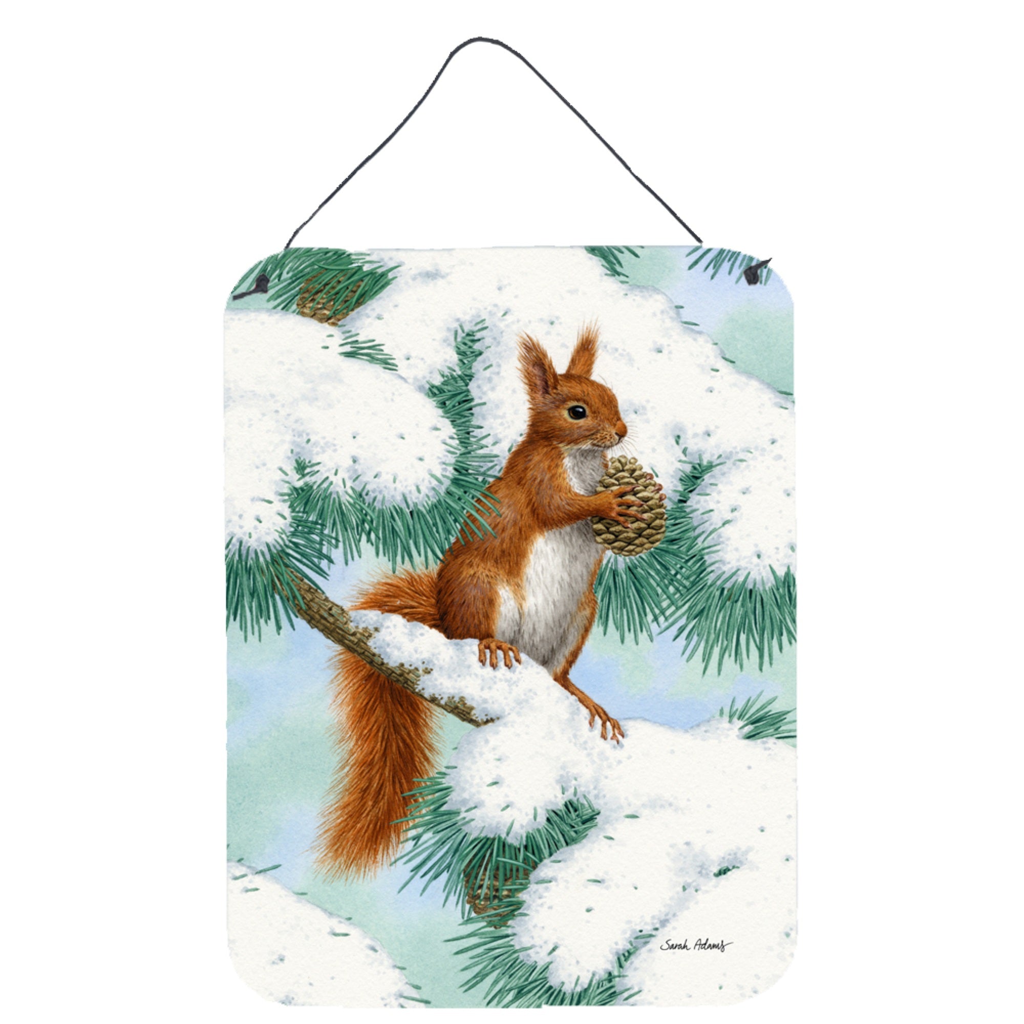 'Caroline'S Treasures Red Squirrel With Pine Cone Wall Or Door Hanging Prints Asa2033Ds1216, 16Hx12W, Multicolor''