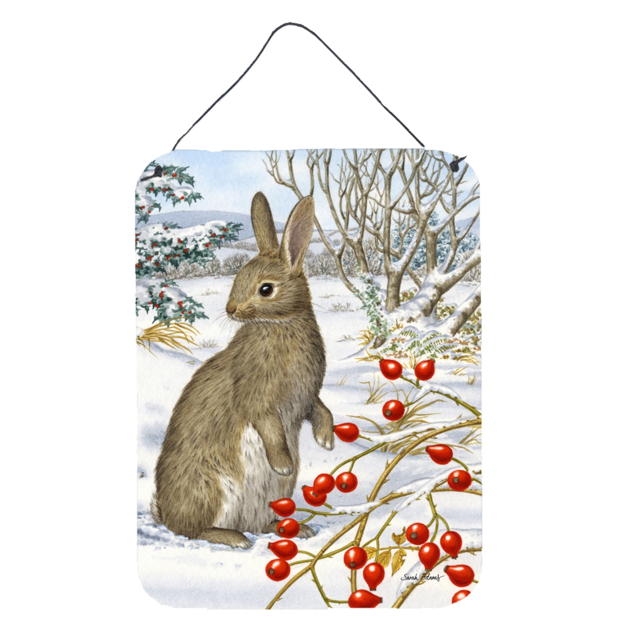 'Caroline'S Treasures Rabbit With Berries Wall Or Door Hanging Prints Asa2035Ds1216, 16Hx12W, Multicolor''