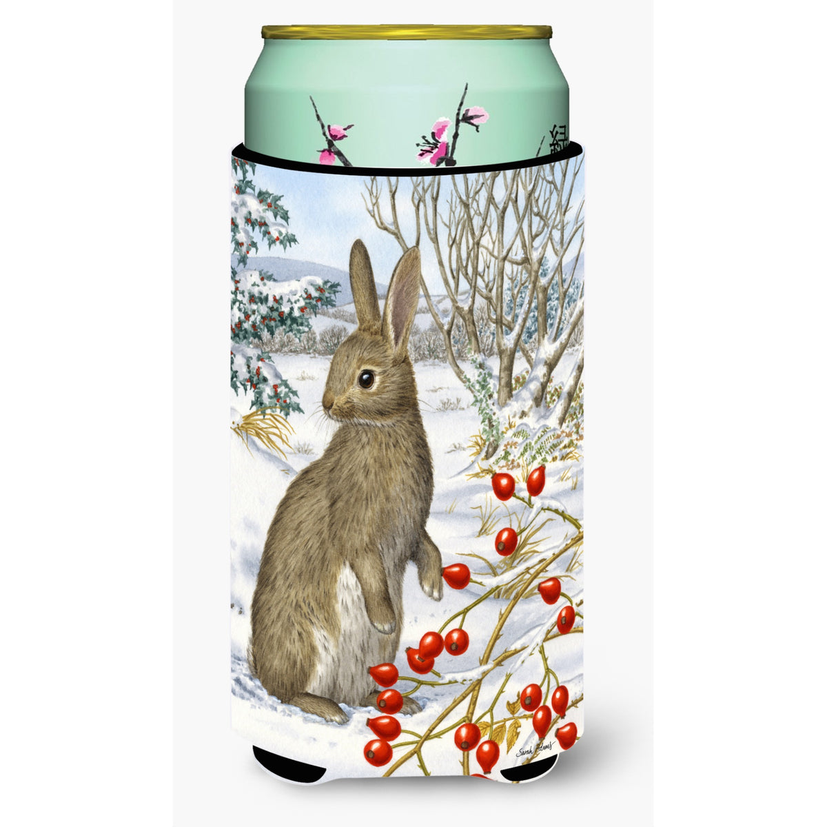 'Caroline'S Treasures Rabbit With Berries Tall Boy Koozie Hugger, Multicolor''
