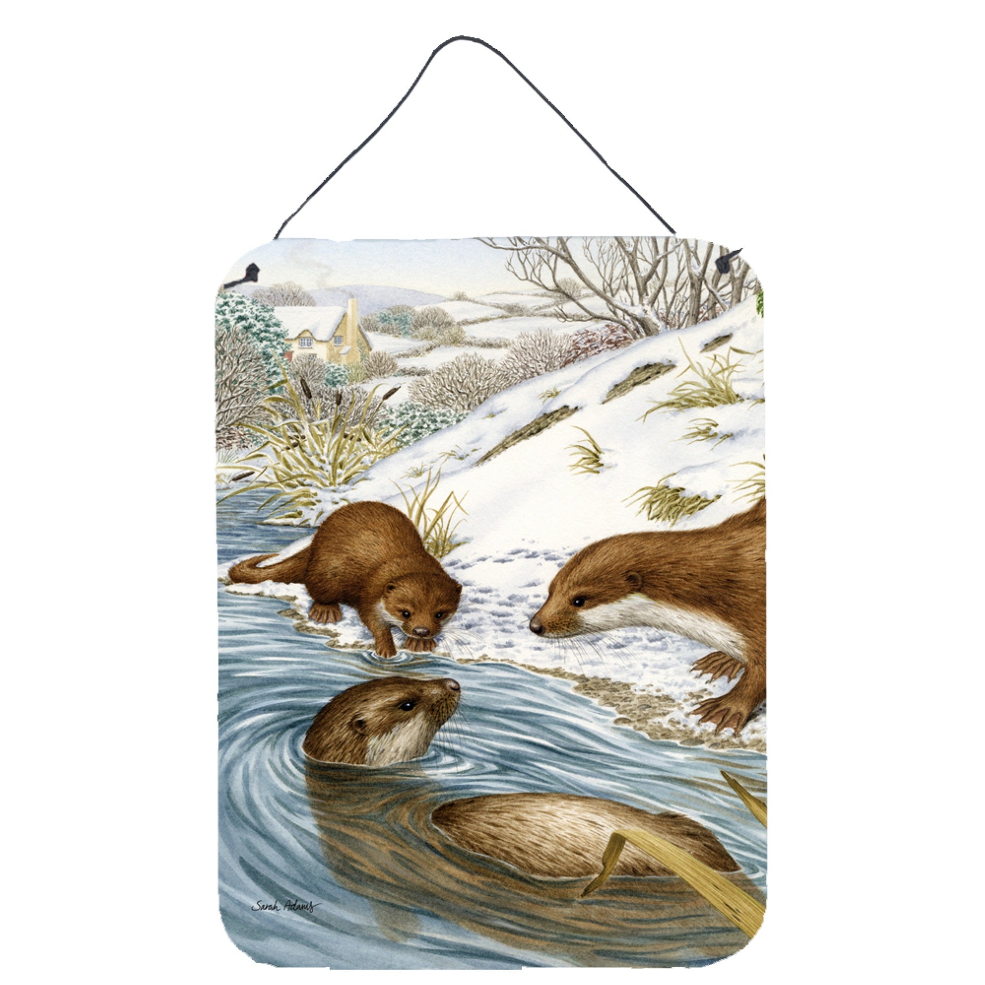 'Caroline'S Treasures Otter At Play Wall Or Door Hanging Prints Asa2049Ds1216, 16Hx12W, Multicolor''