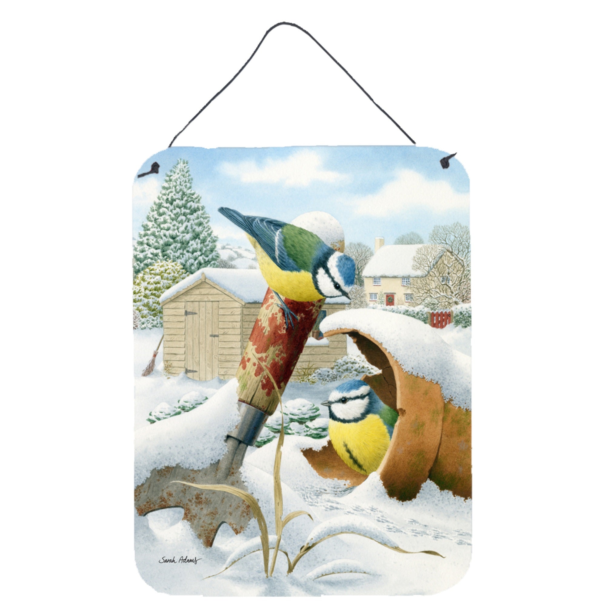'Caroline'S Treasures Eurasian Blue Tits Birds In Flower Pot Wall Or Door Hanging Prints Asa2053Ds1216, 16Hx12W, Multicolor''