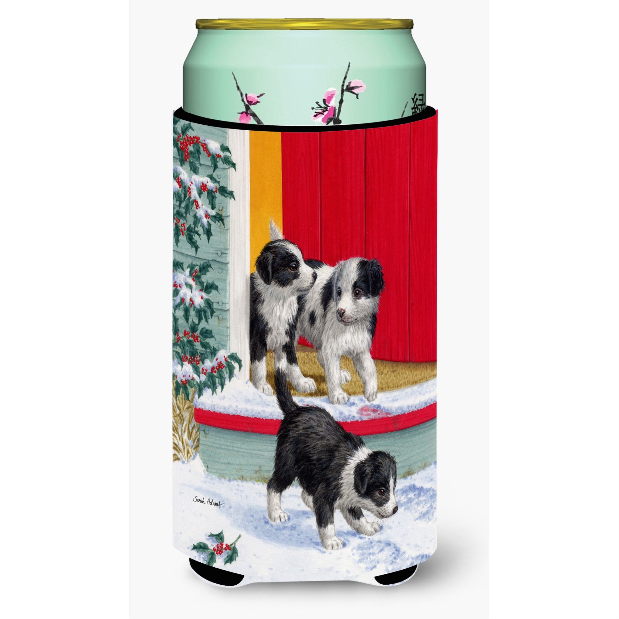 'Caroline'S Treasures Christmas Border Collie Pups Tall Boy Koozie Hugger, Multicolor''