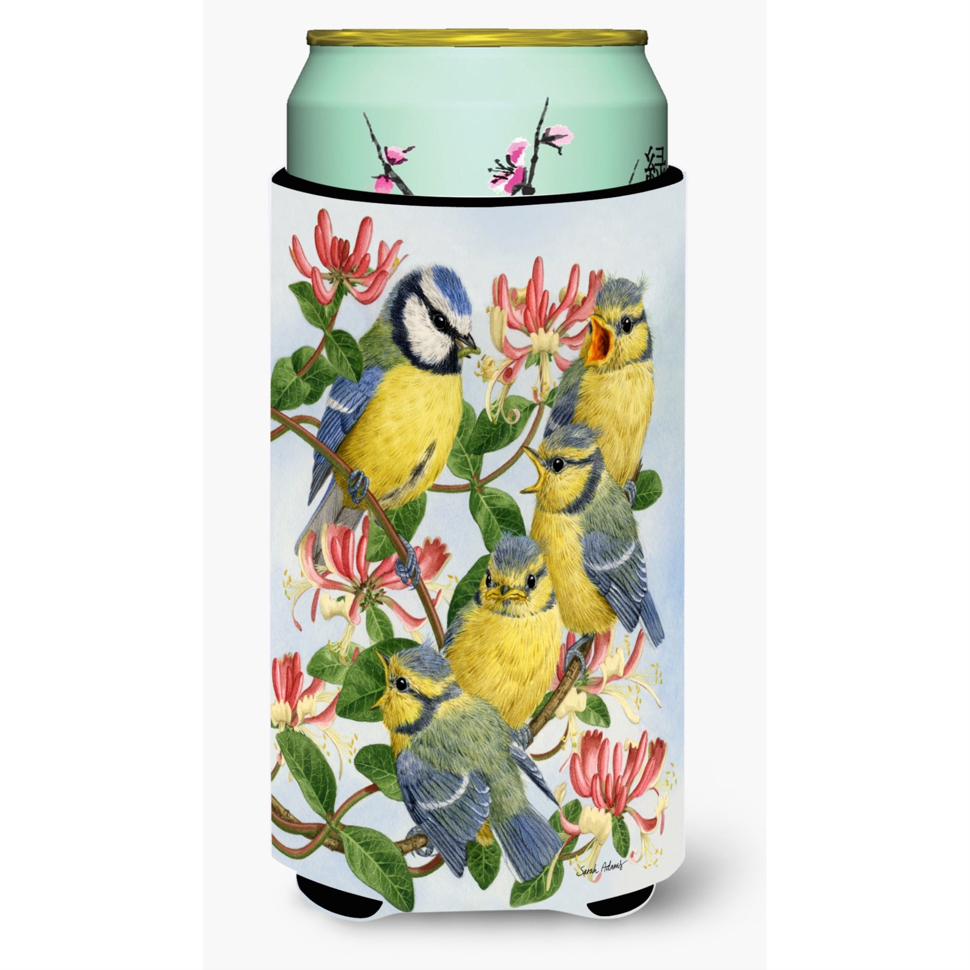 'Caroline'S Treasures Eurasian Blue Tits At Feeding Time Tall Boy Koozie Hugger, Multicolor''
