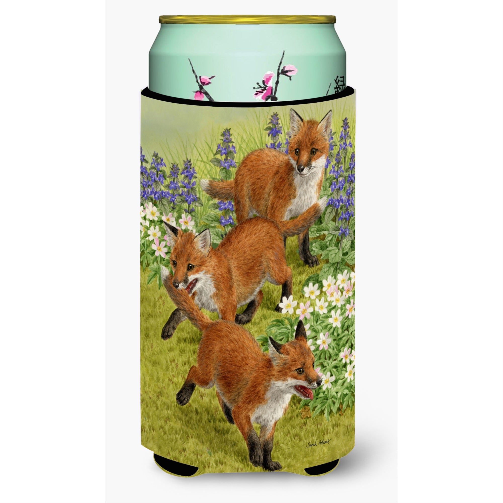 'Caroline'S Treasures Asa2083Tbc Fox Cubs Tall Boy Koozie Hugger, Multicolor''
