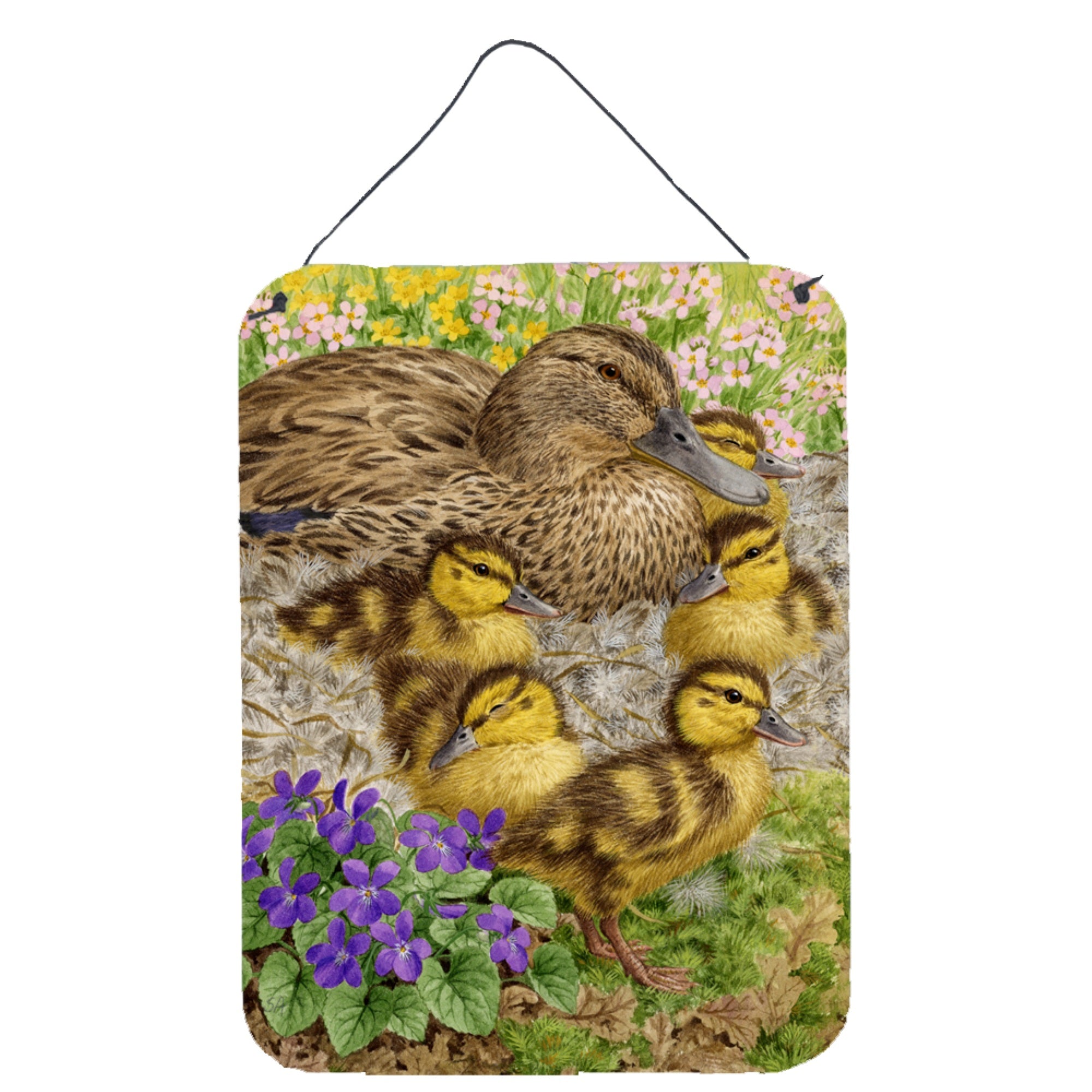 'Caroline'S Treasures Female Mallard Duck And Ducklings Wall Or Door Hanging Prints Asa2084Ds1216, 16Hx12W, Multicolor''