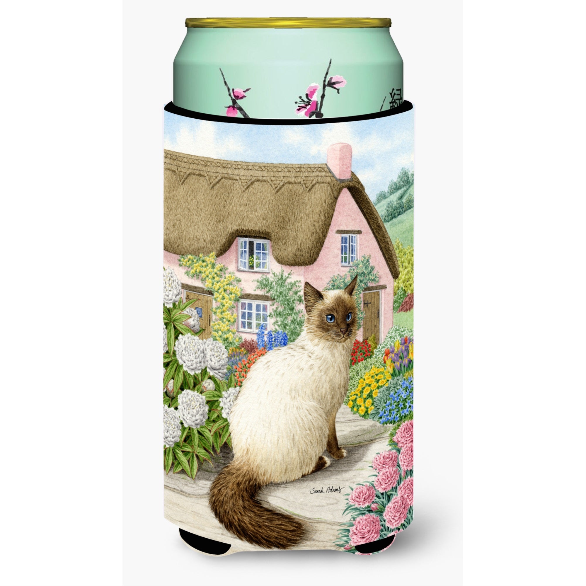 'Caroline'S Treasures Birman Cat And Cottage Tall Boy Koozie Hugger, Multicolor''