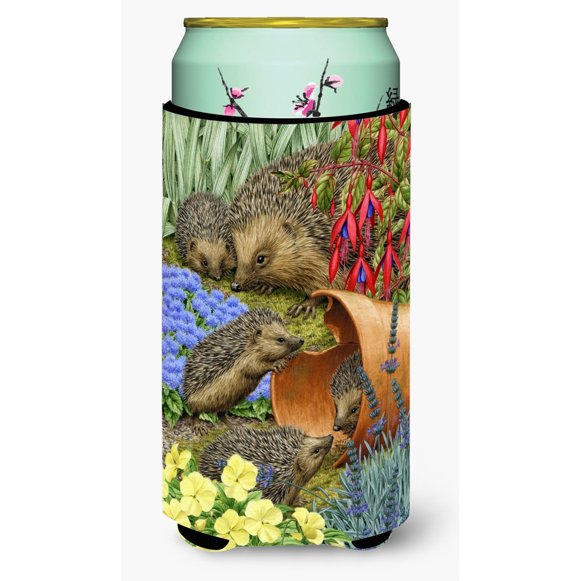 'Caroline'S Treasures Hedgehogs In The Flower Pot Tall Boy Koozie Hugger, Multicolor''