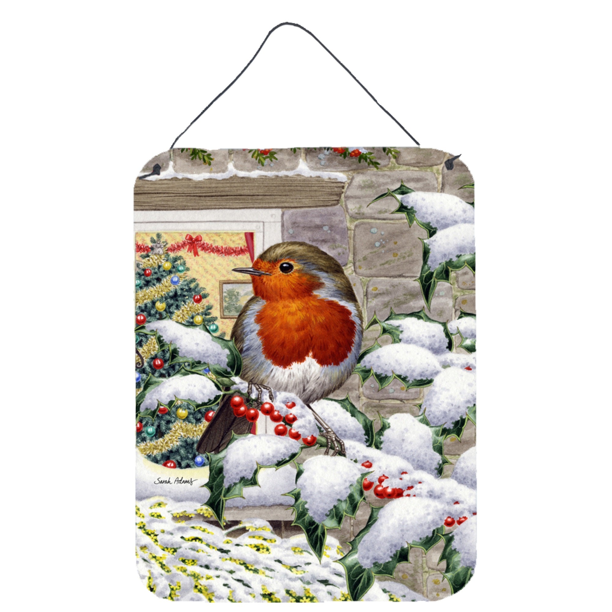 'Caroline'S Treasures European Robin At The Window Wall Or Door Hanging Prints Asa2089Ds1216, 16Hx12W, Multicolor''