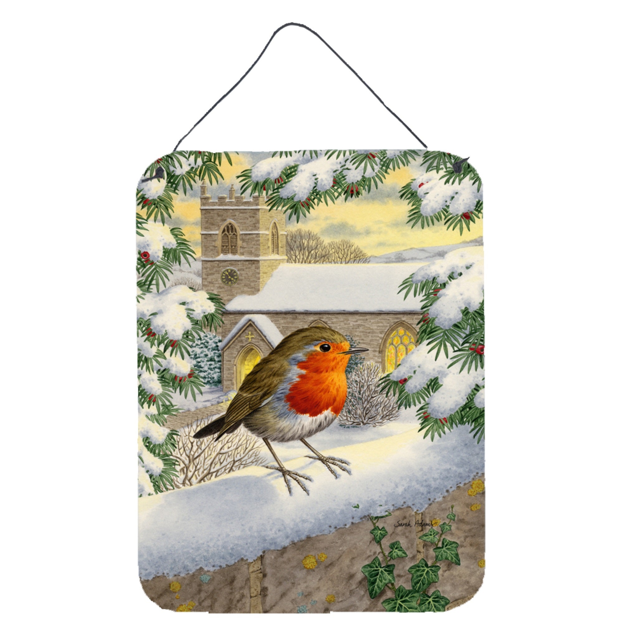 'Caroline'S Treasures European Robin Waiting Wall Or Door Hanging Prints Asa2090Ds1216, 16Hx12W, Multicolor''