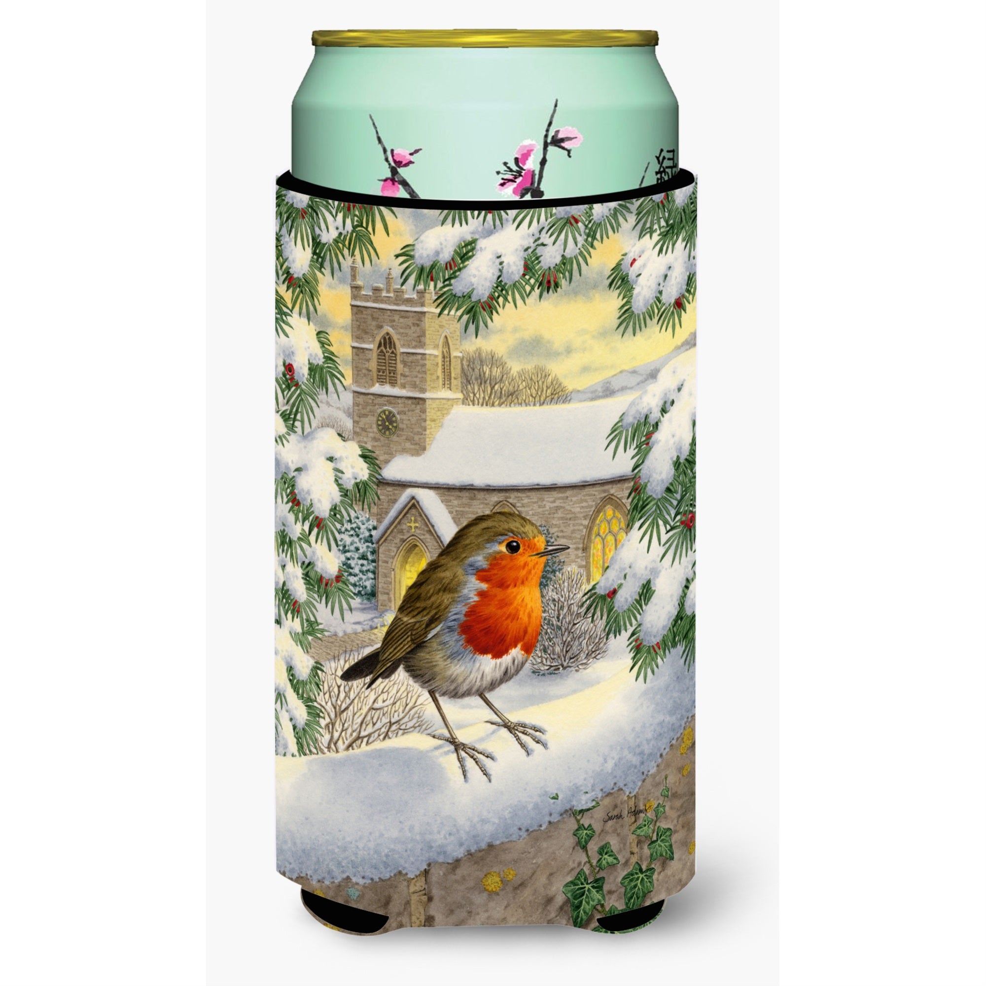 'Caroline'S Treasures European Robin Waiting Tall Boy Koozie Hugger, Multicolor''
