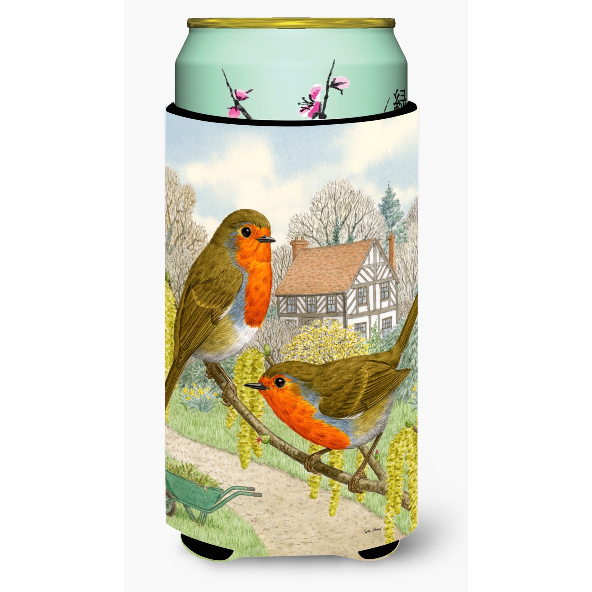 'Caroline'S Treasures European Robins Tall Boy Koozie Hugger, Multicolor''