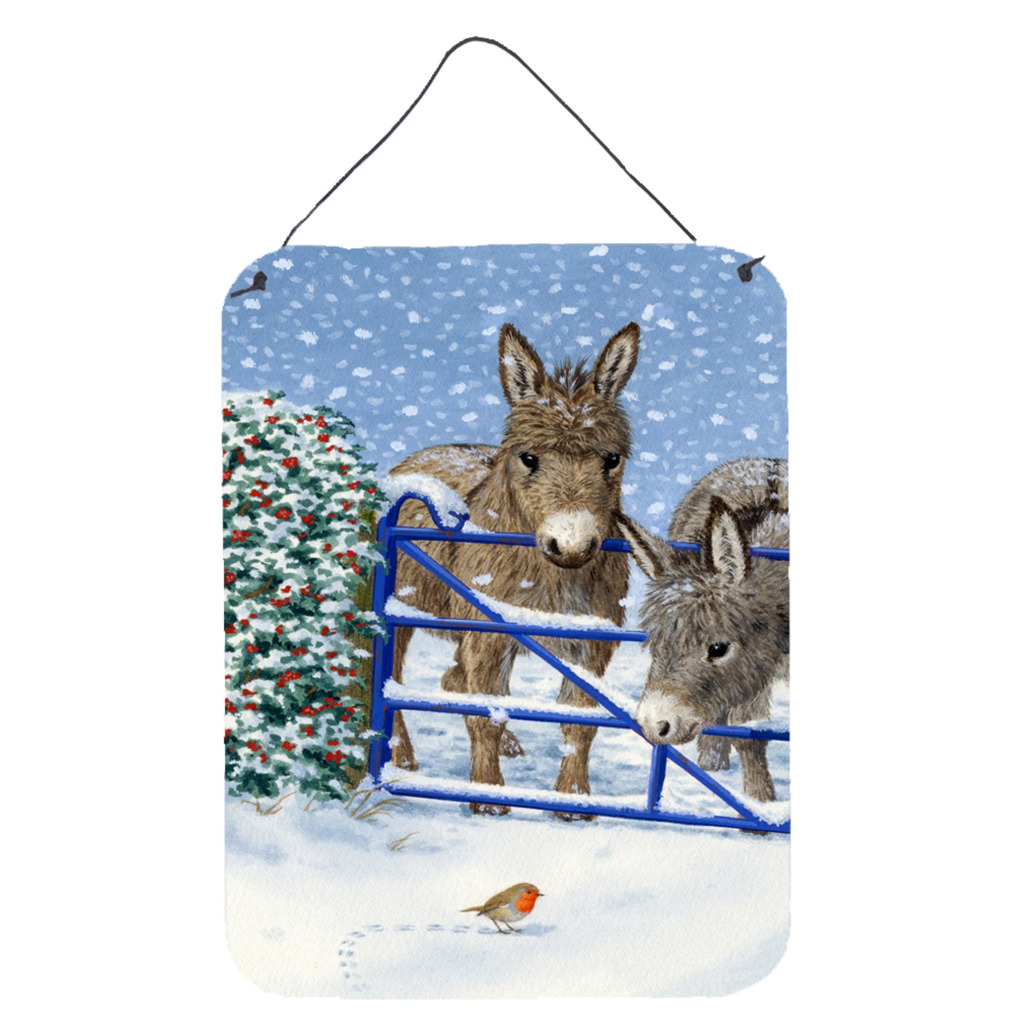 'Caroline'S Treasures Donkeys And Robin Wall Or Door Hanging Prints Asa2159Ds1216, 16Hx12W, Multicolor''