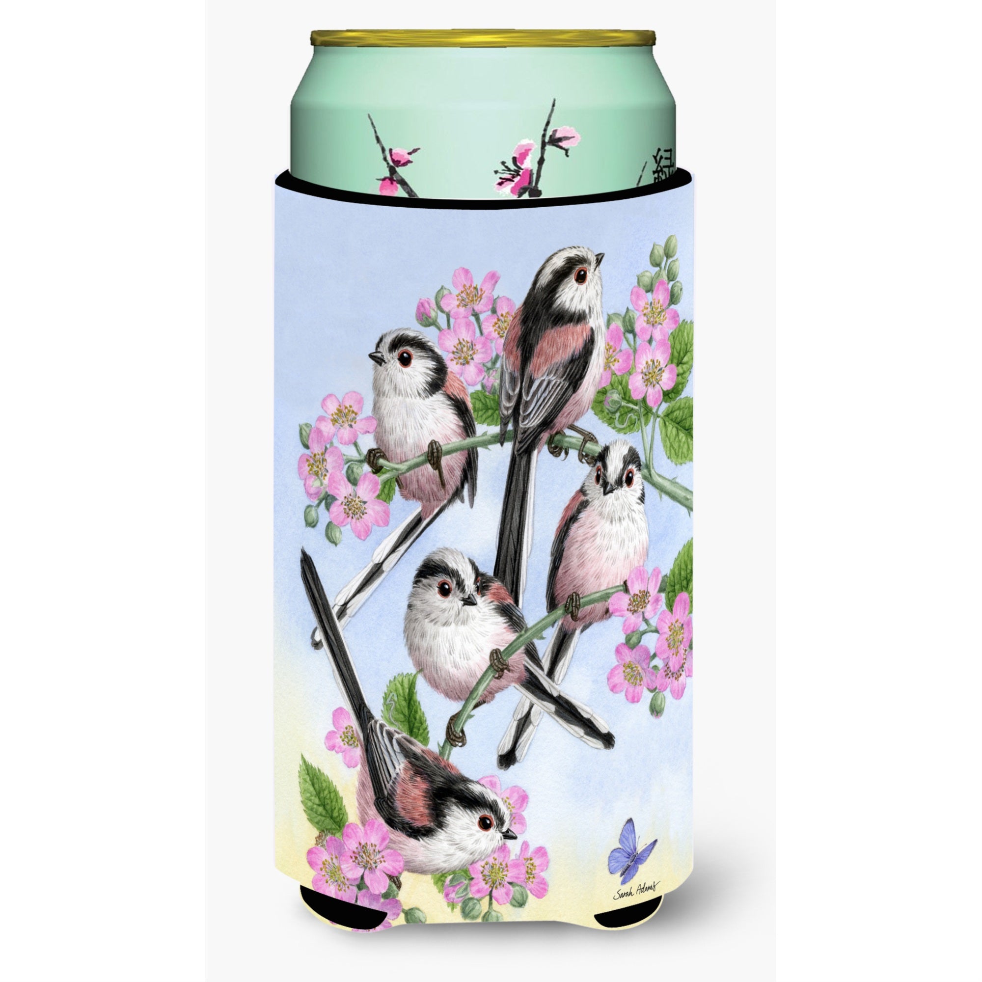 'Caroline'S Treasures Long Tailed Tits Tall Boy Koozie Hugger (Set Of 5), Multicolor''